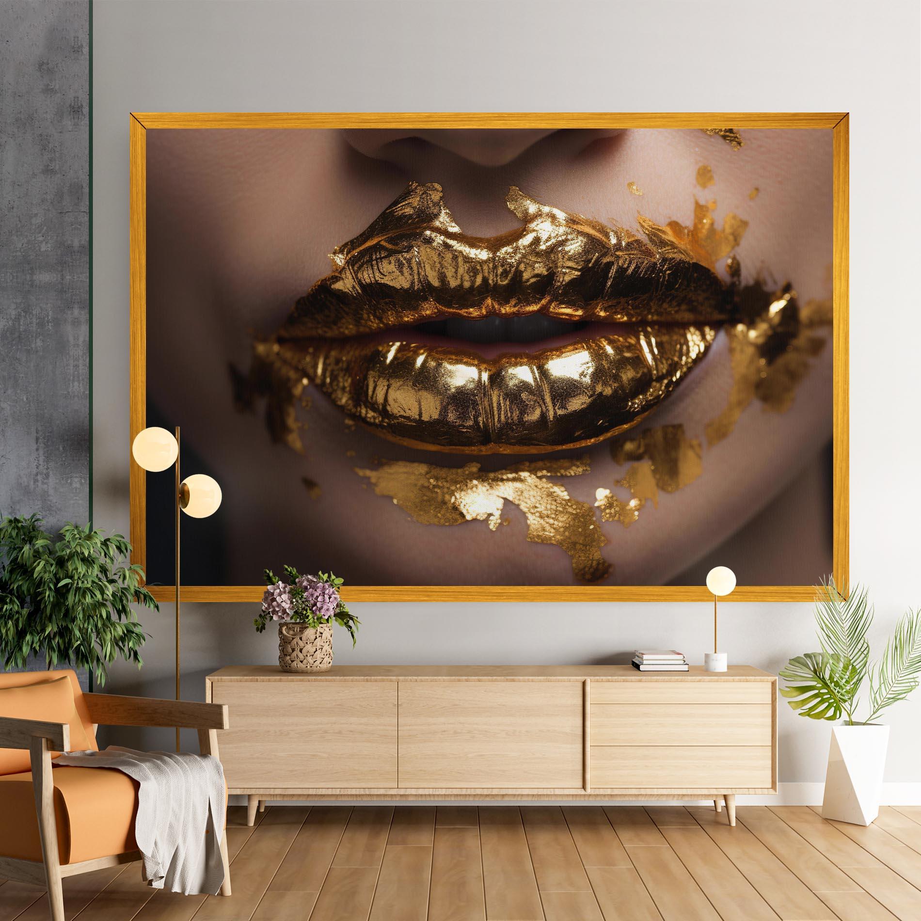 Tablou Canvas Close Gold Lips mockup 9