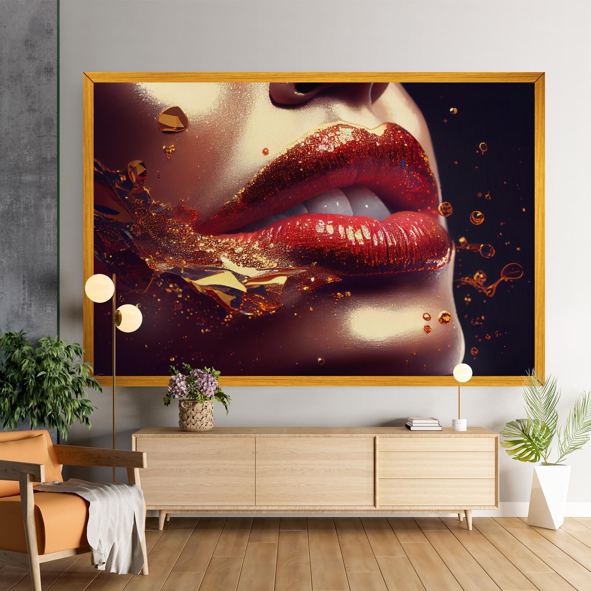 Tablou Canvas Gold Glitter Lips mockup 9