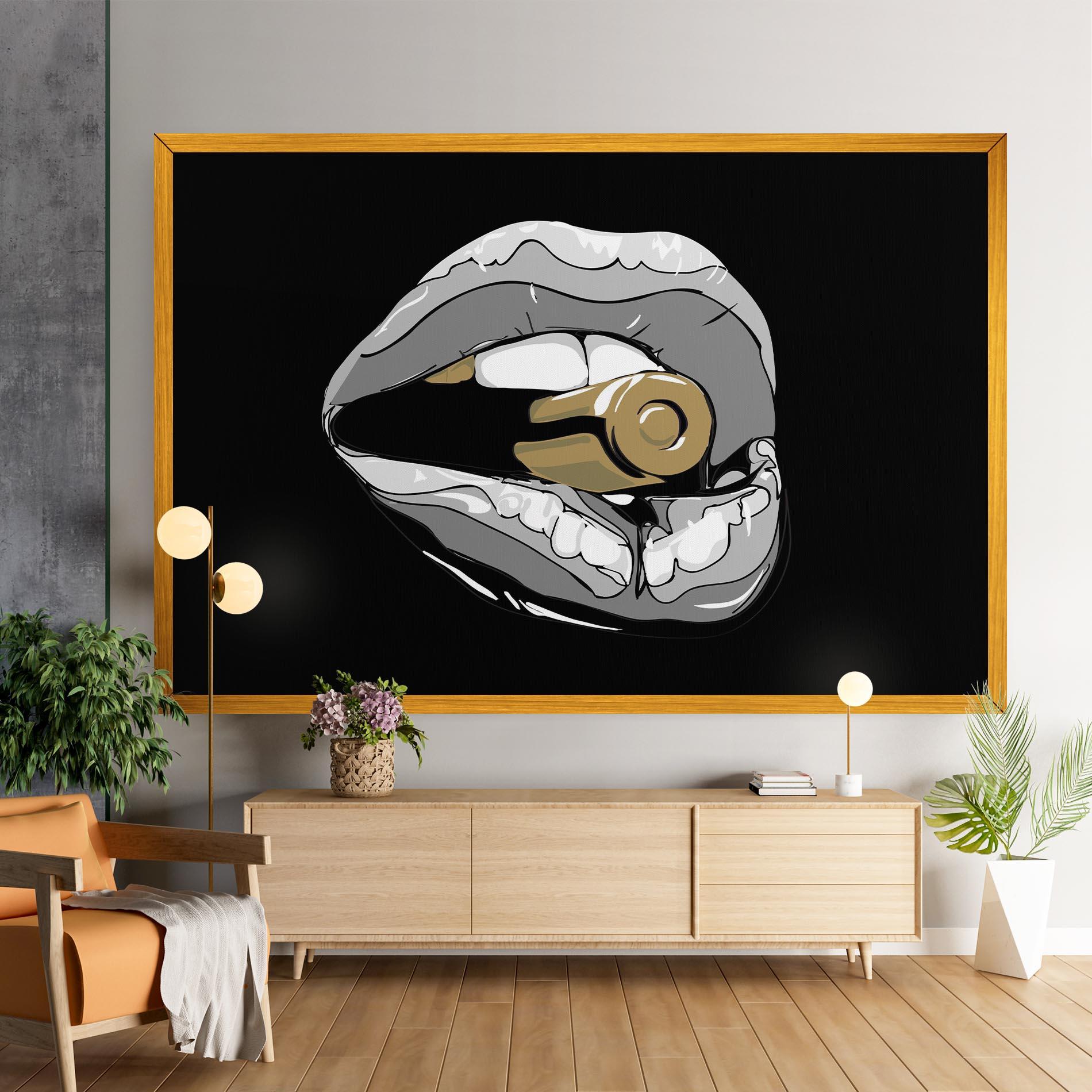 Tablou Canvas Grey Bullet Lips mockup 9