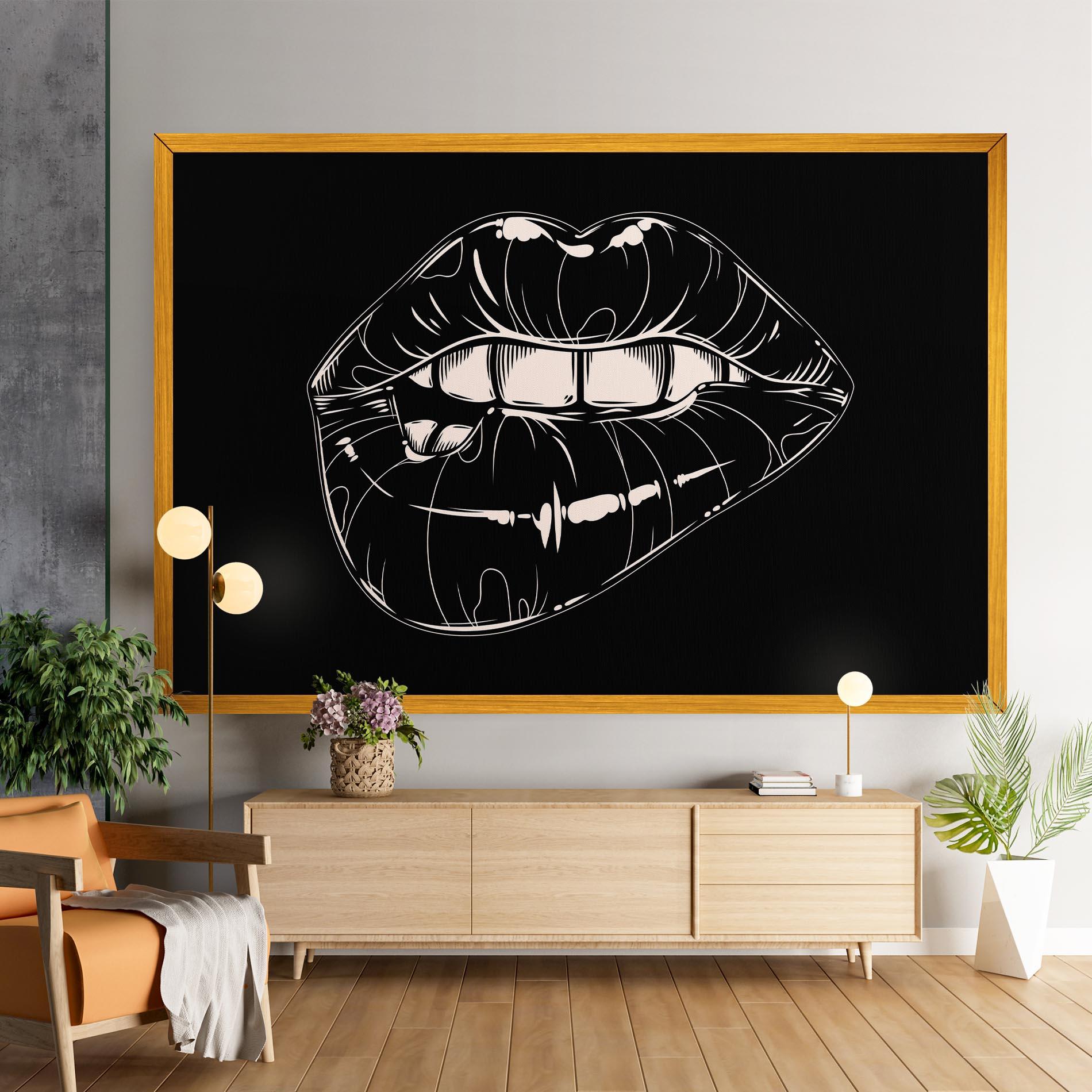 Tablou Canvas Juicy Lips On Black mockup 9