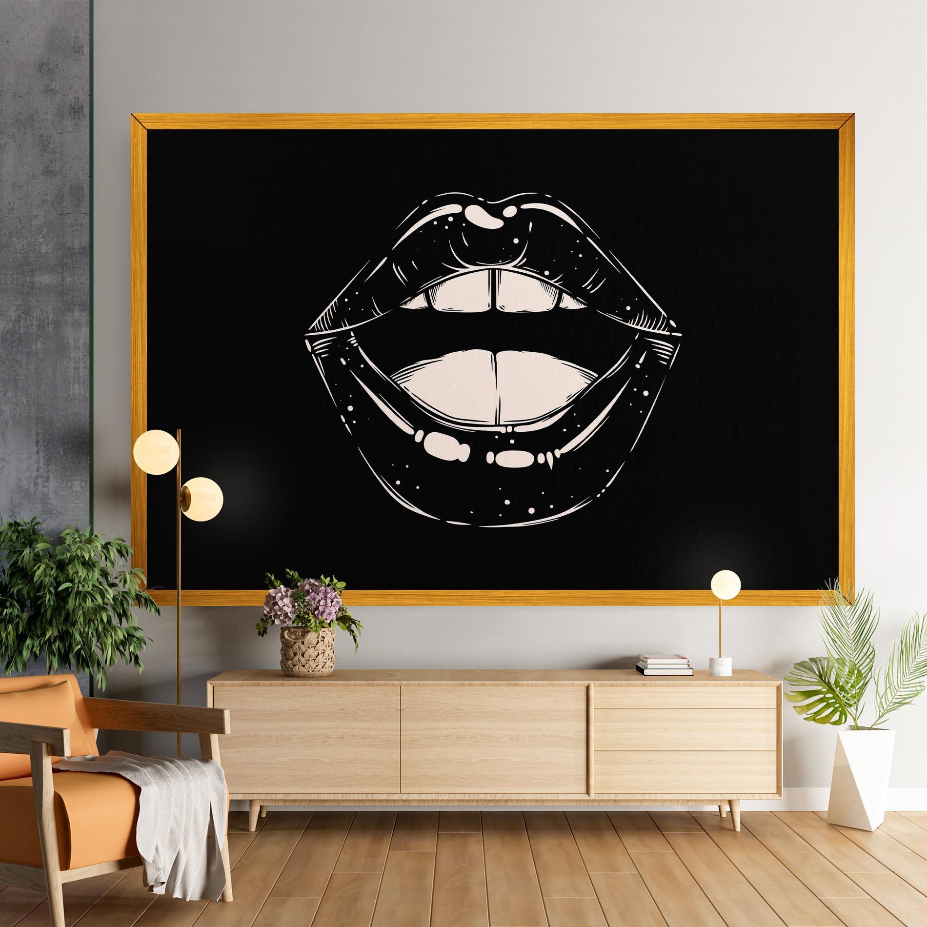 Tablou Canvas Lips On Black mockup 9