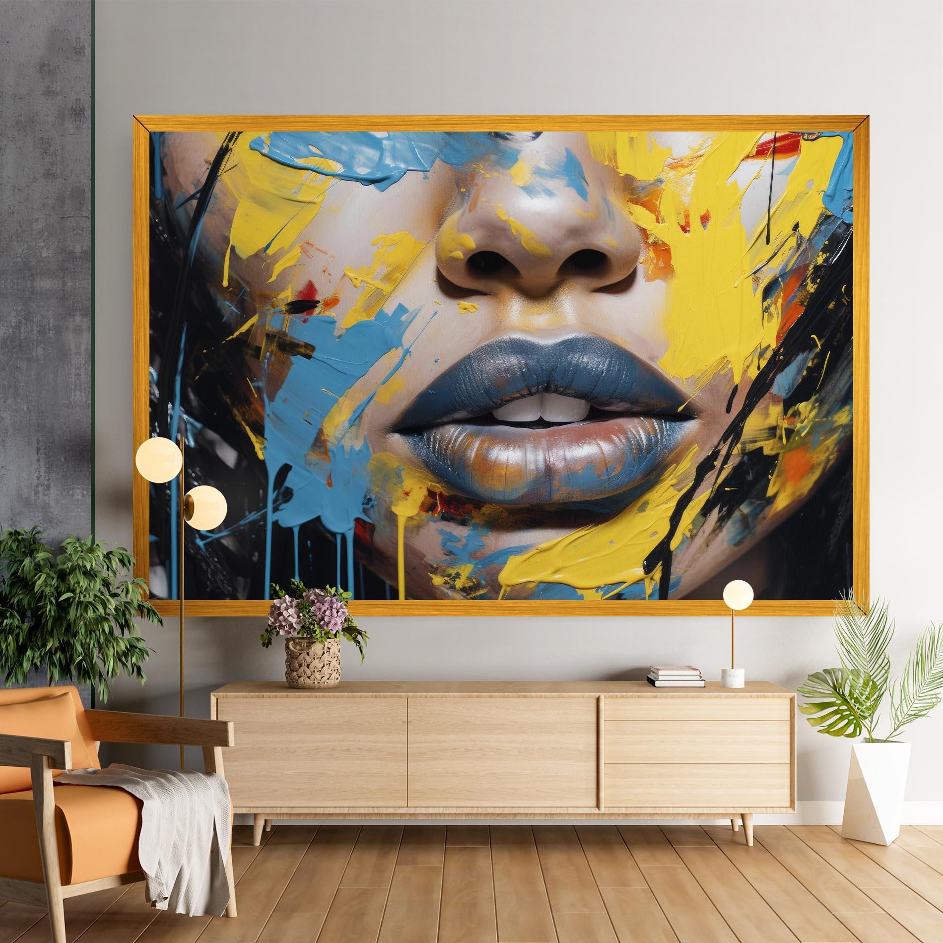 Tablou Canvas Yellow Blue Lips Art mockup 9
