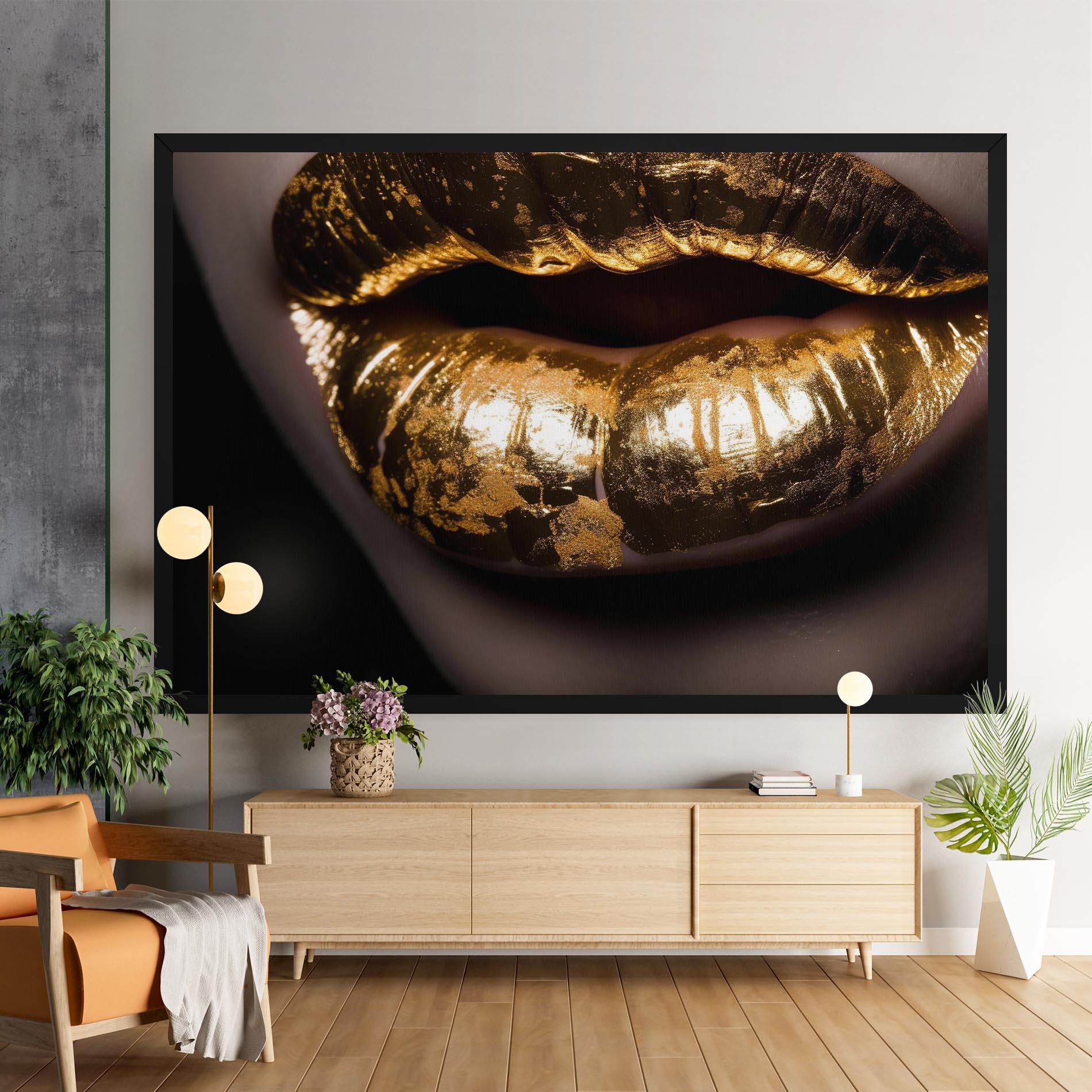 Tablou Canvas Big Gold Lips mockup 9