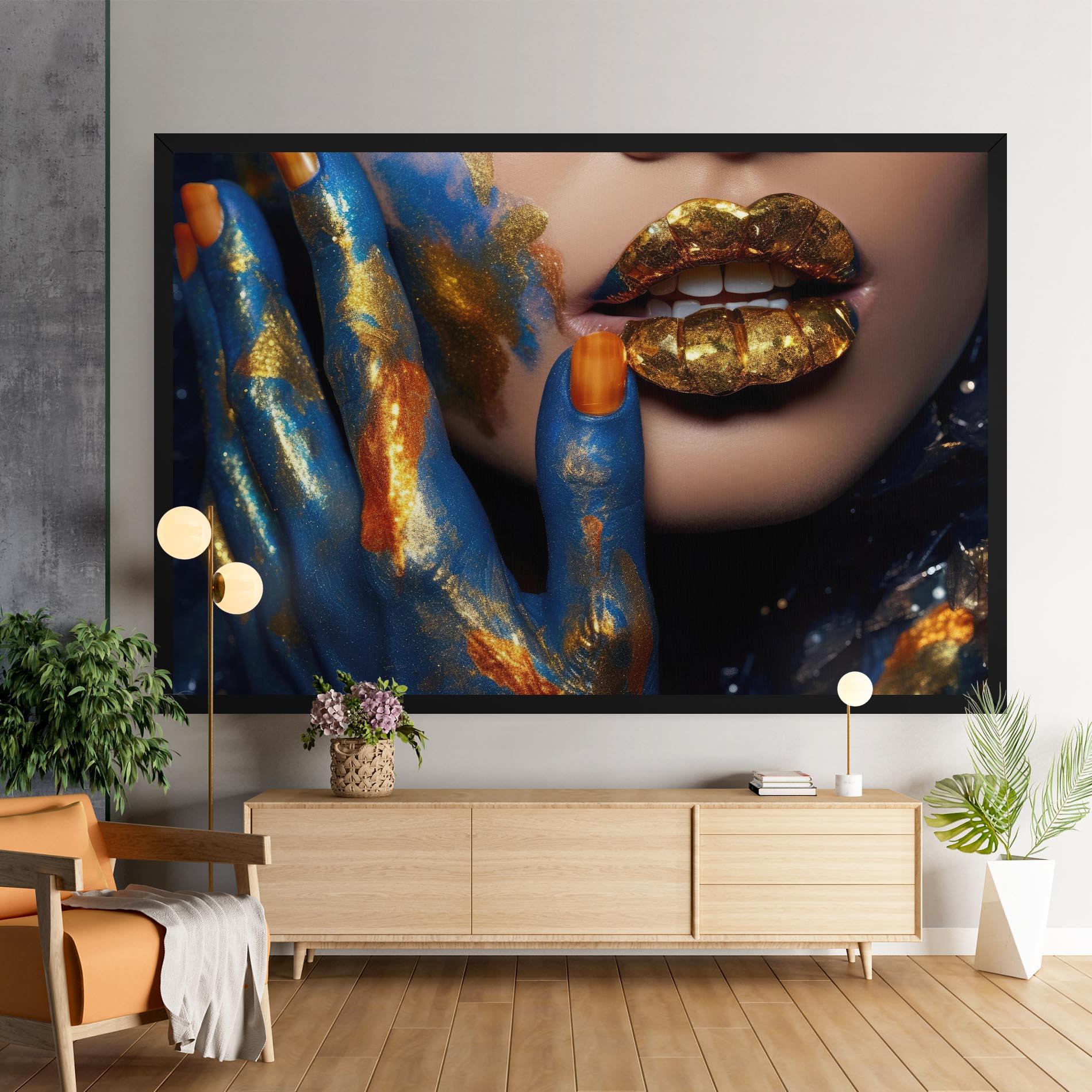 Tablou Canvas Blue Hand Lips mockup 9