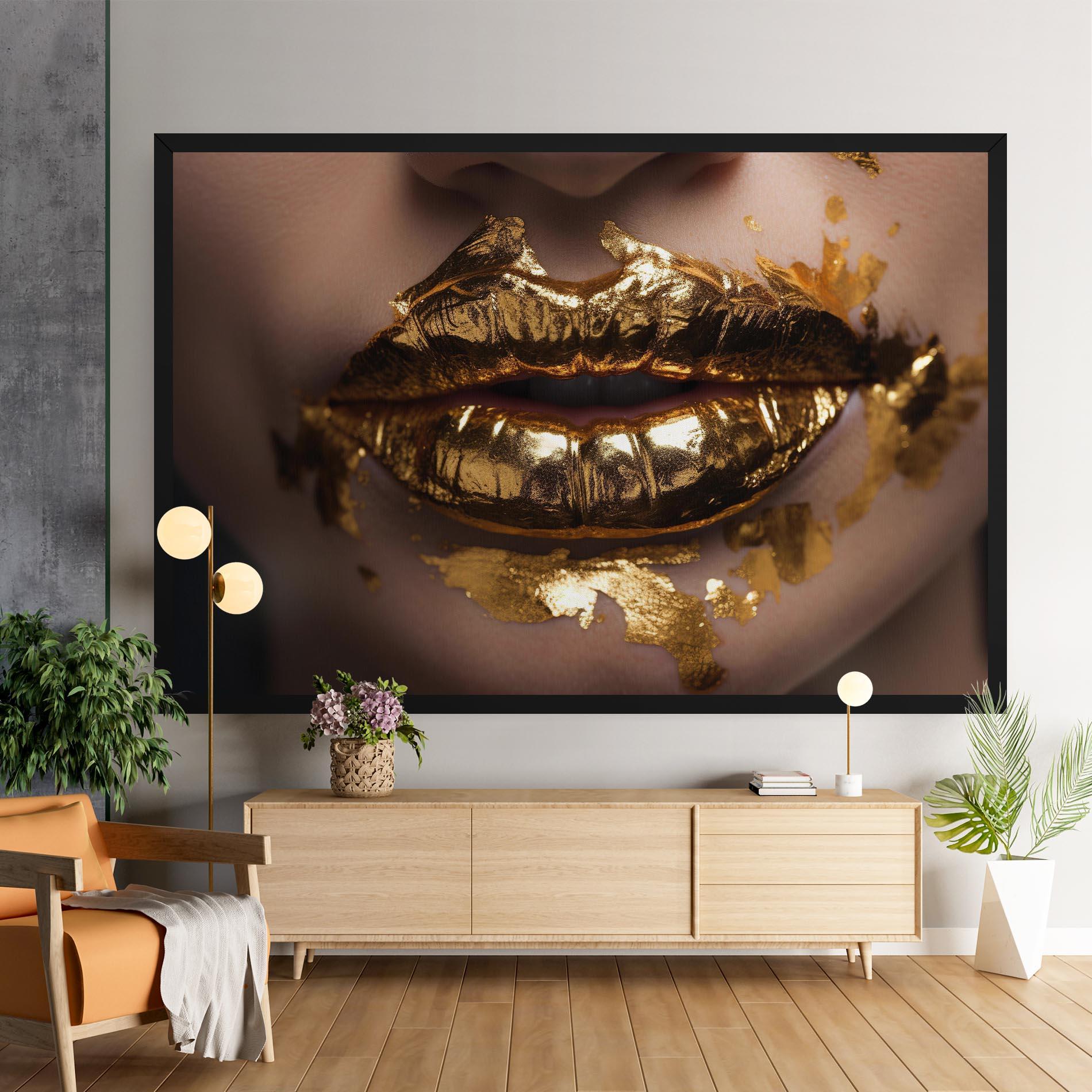 Tablou Canvas Close Gold Lips mockup 9