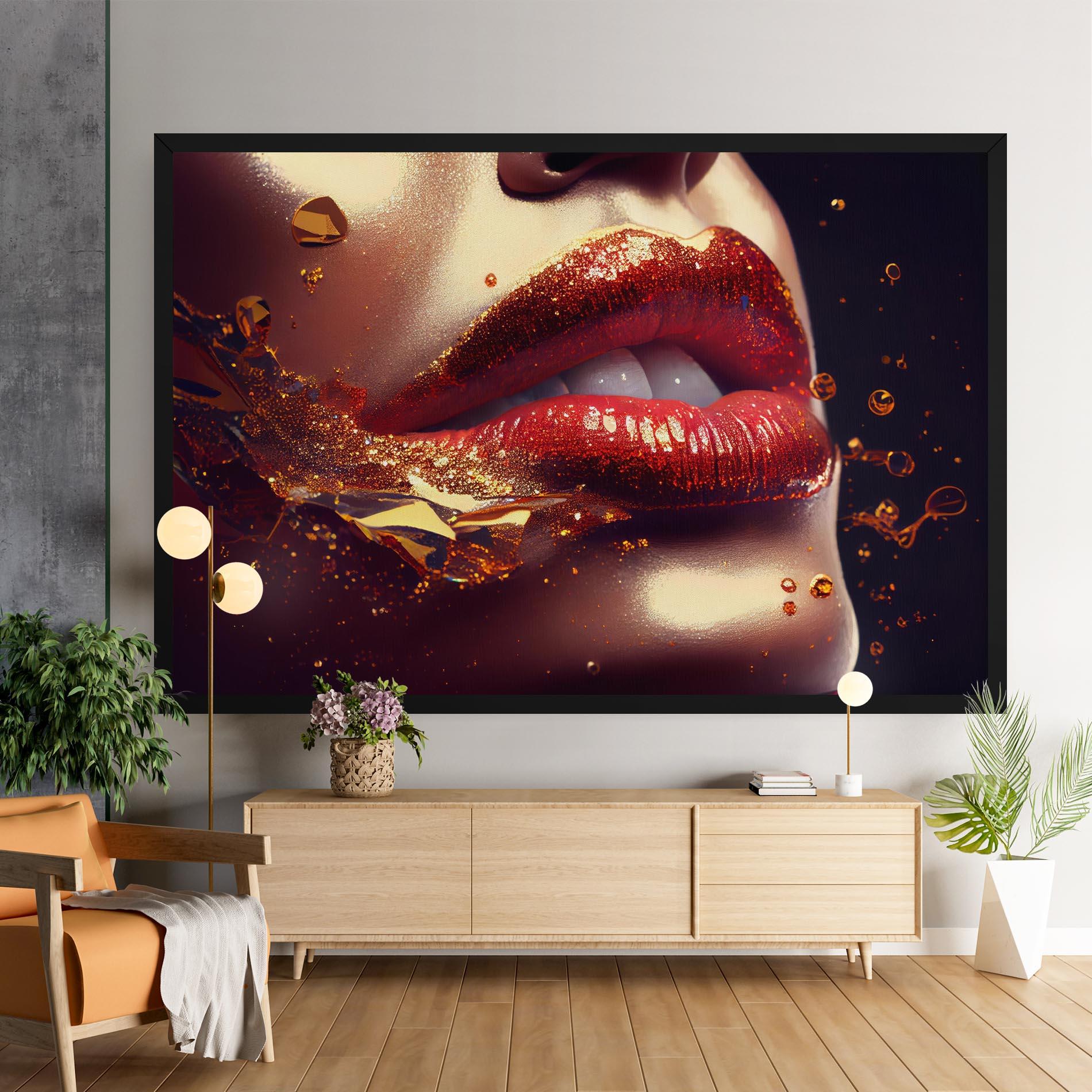 Tablou Canvas Gold Glitter Lips mockup 9