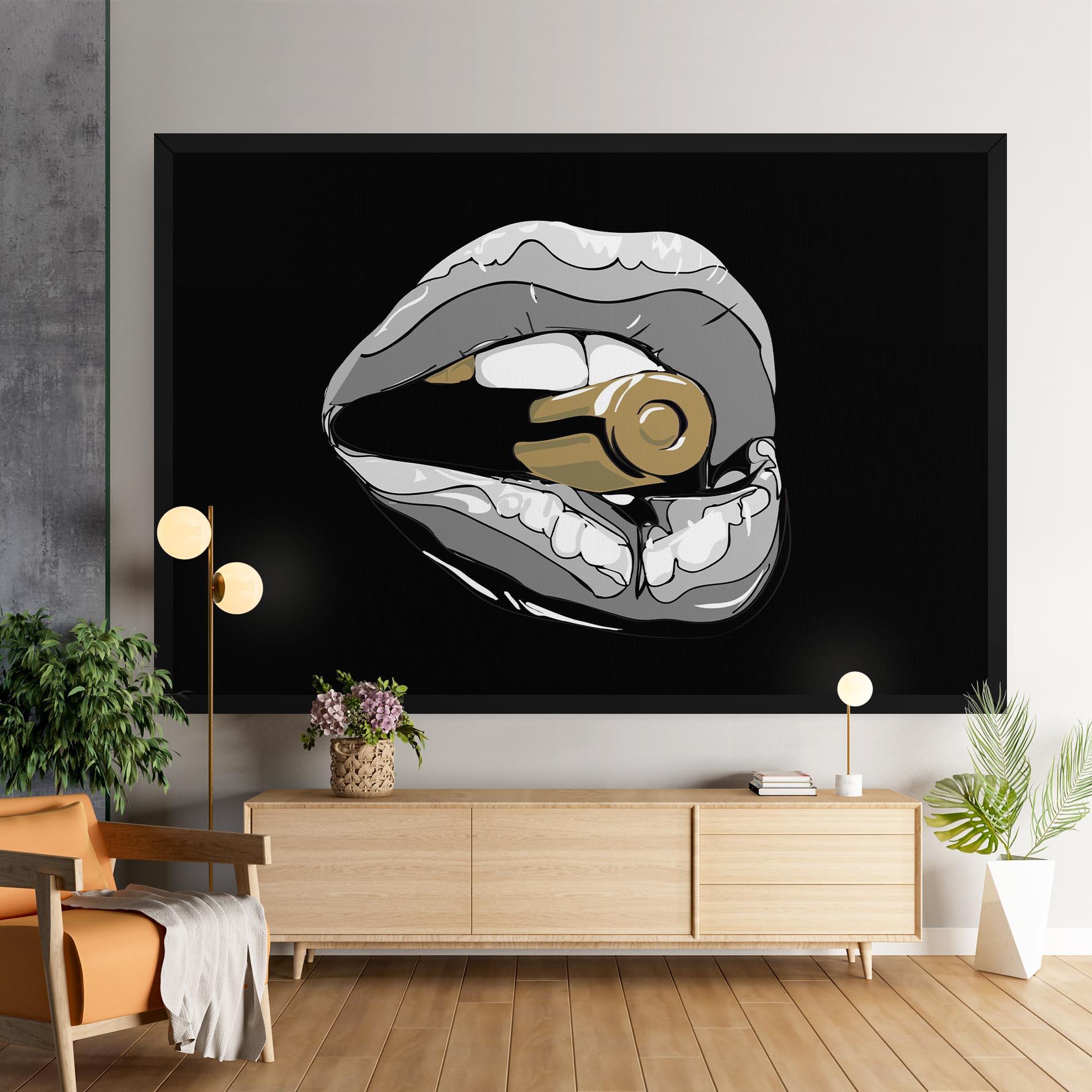 Tablou Canvas Grey Bullet Lips mockup 9