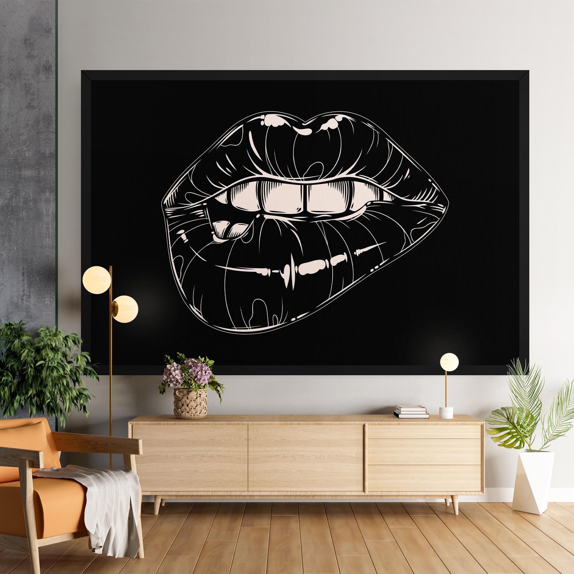 Tablou Canvas Juicy Lips On Black mockup 9