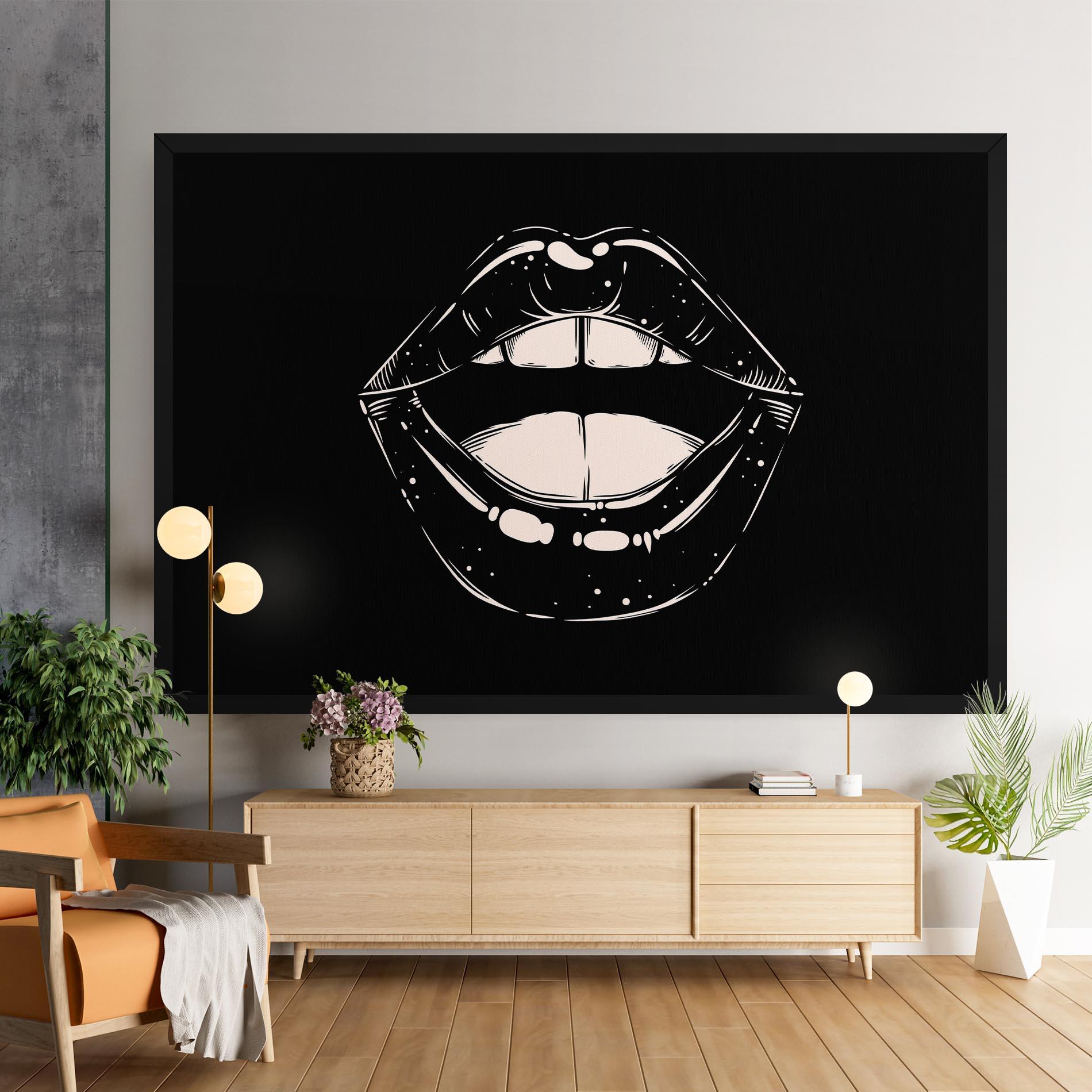 Tablou Canvas Lips On Black mockup 9