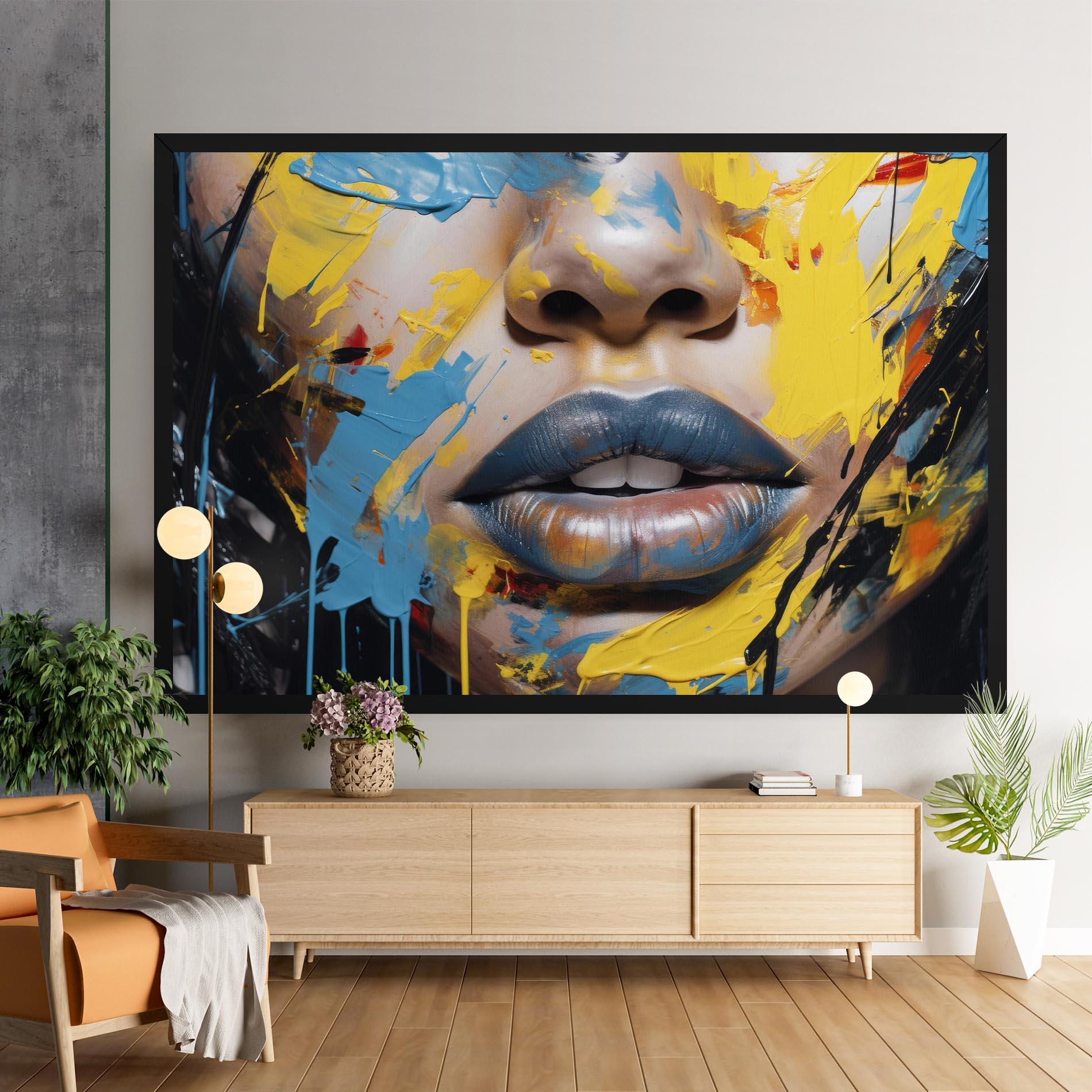 Tablou Canvas Yellow Blue Lips Art mockup 9