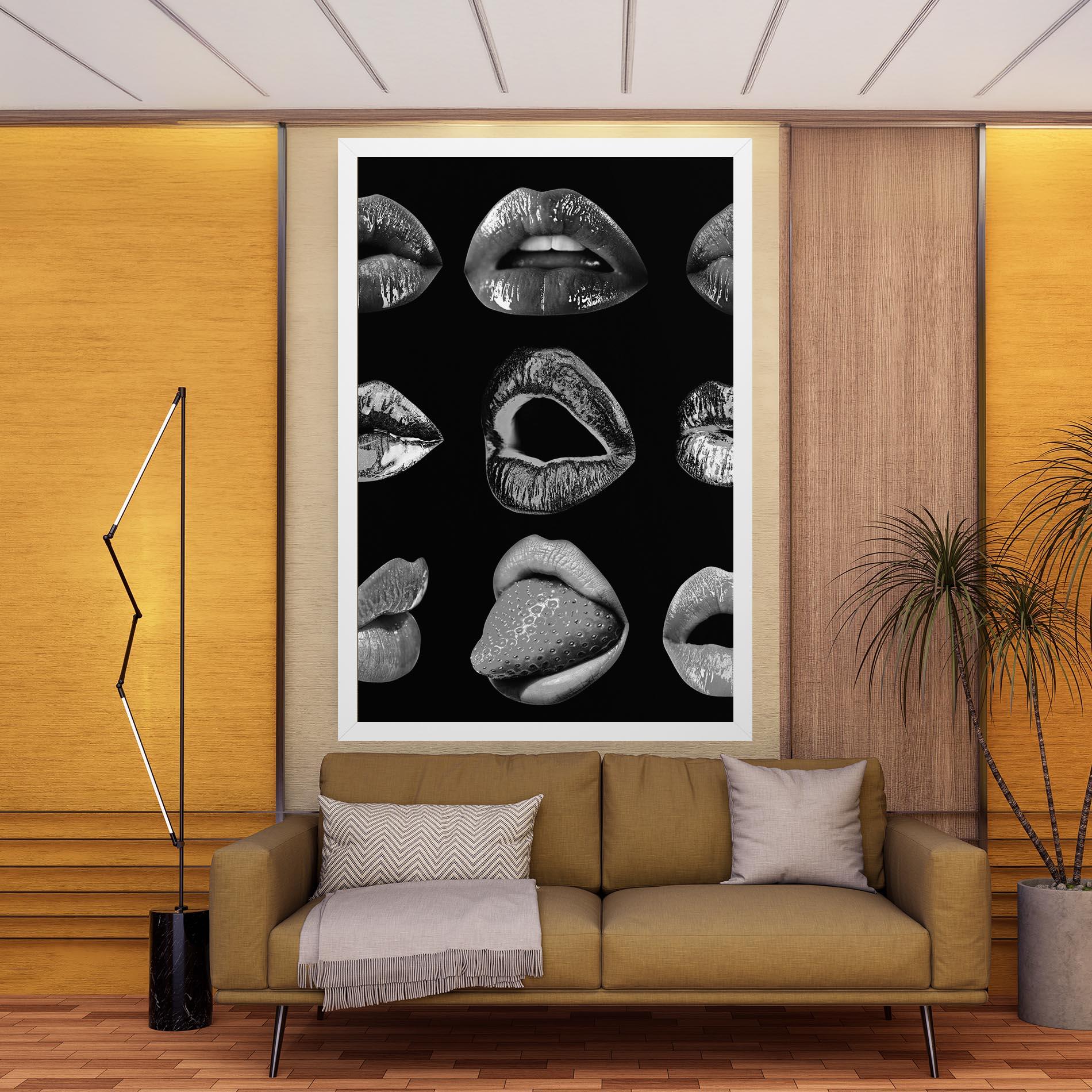 Tablou Canvas Grey Lips Collage mockup 9