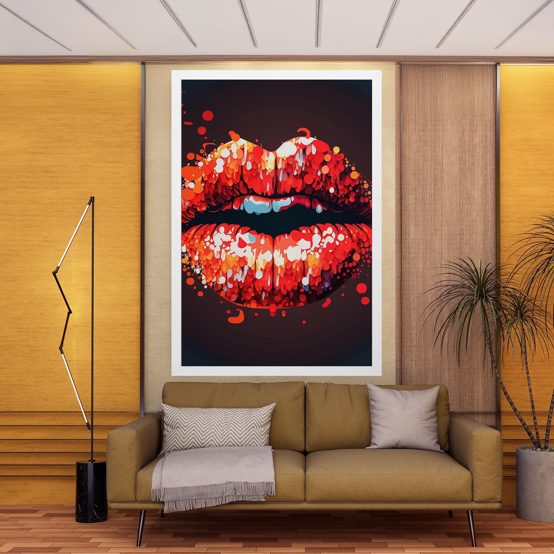 Tablou Canvas Red Lips With Word Lips It mockup 9