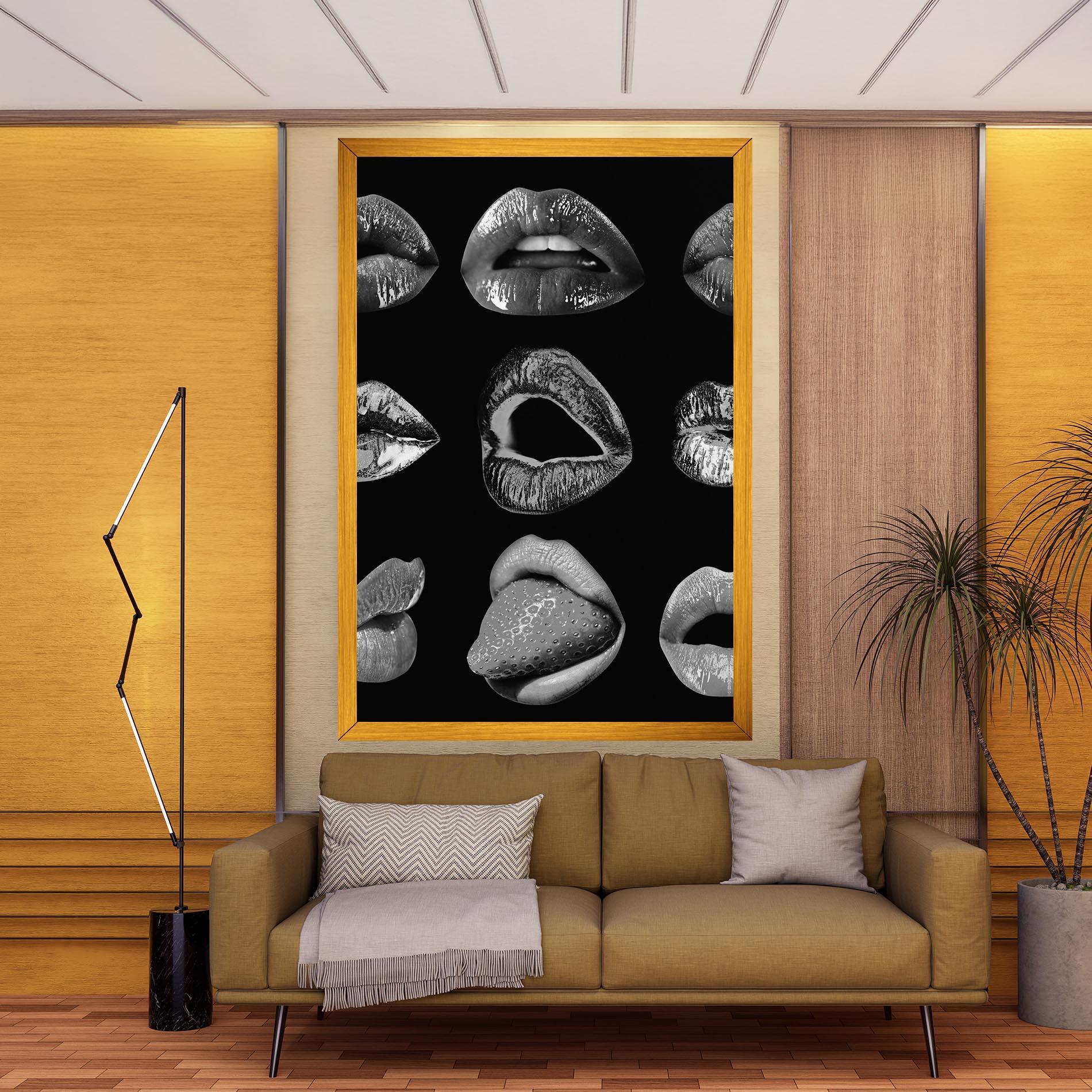 Tablou Canvas Grey Lips Collage mockup 9