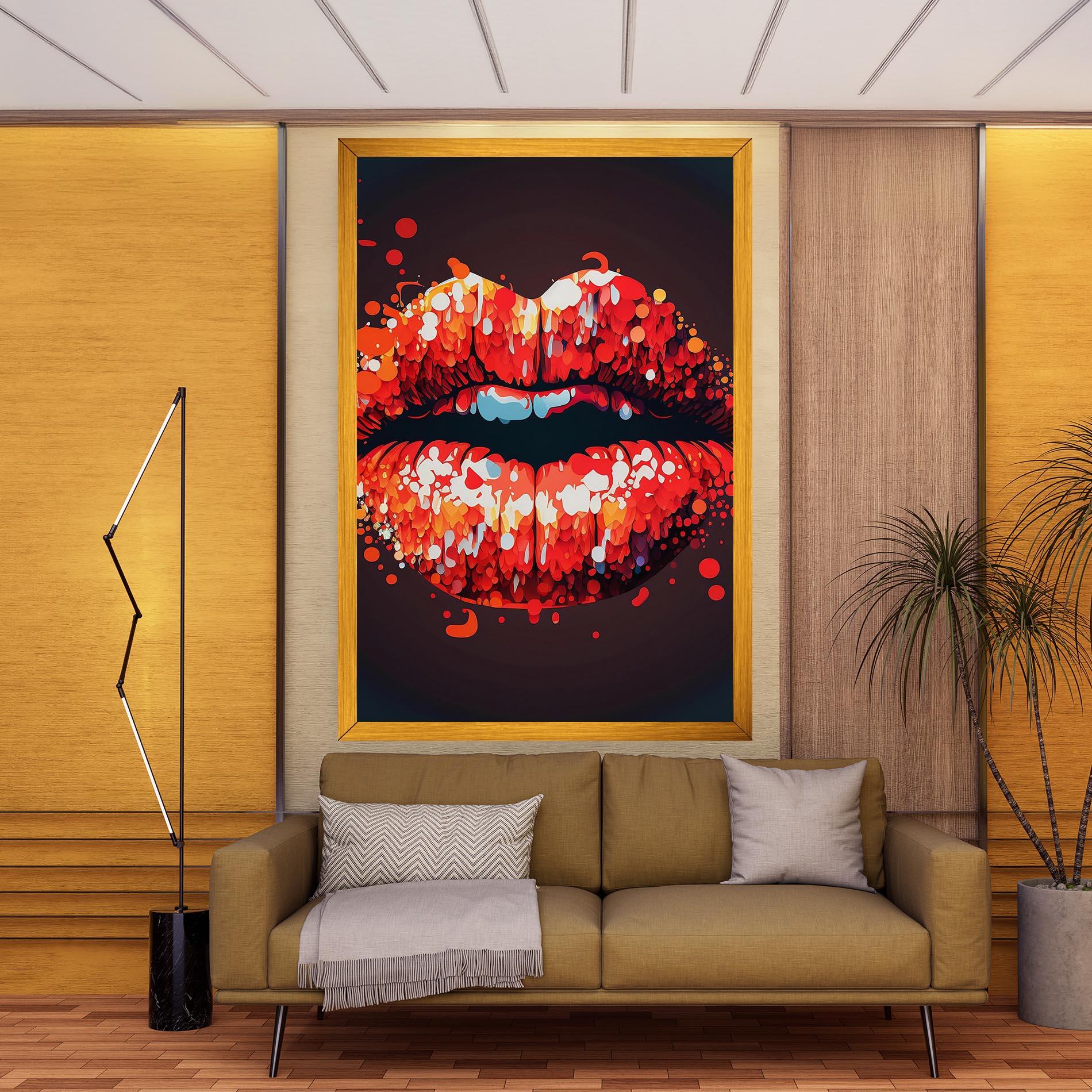 Tablou Canvas Red Lips With Word Lips It mockup 9