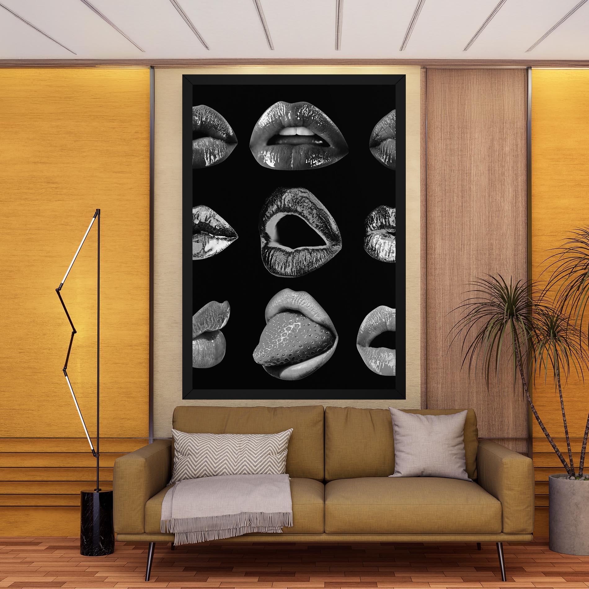 Tablou Canvas Grey Lips Collage mockup 9