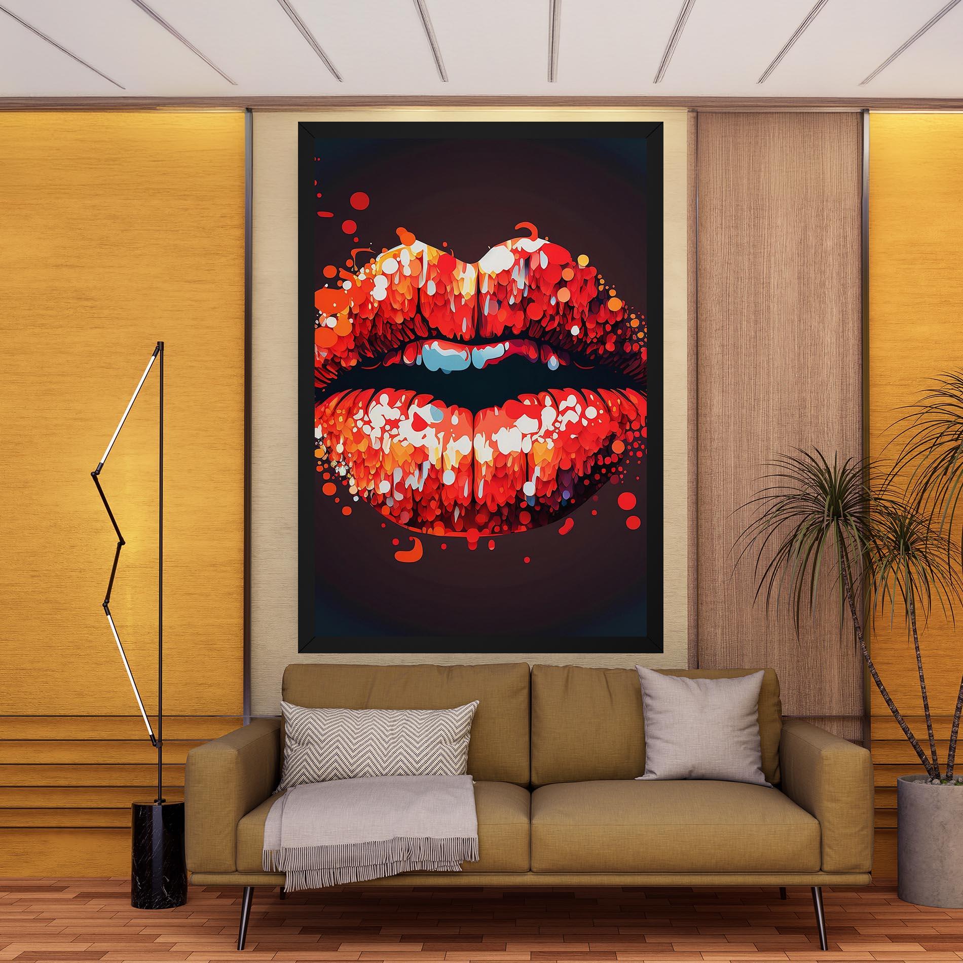 Tablou Canvas Red Lips With Word Lips It mockup 9