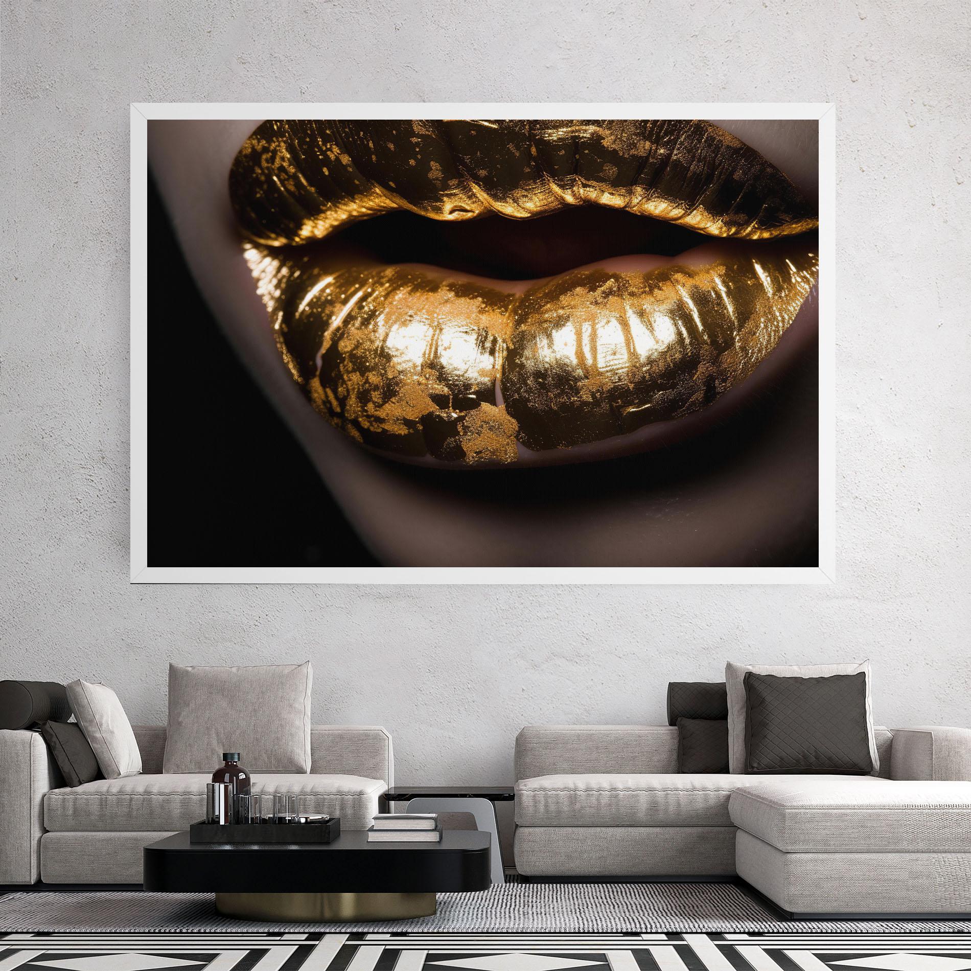 Tablou Canvas Big Gold Lips mockup 2
