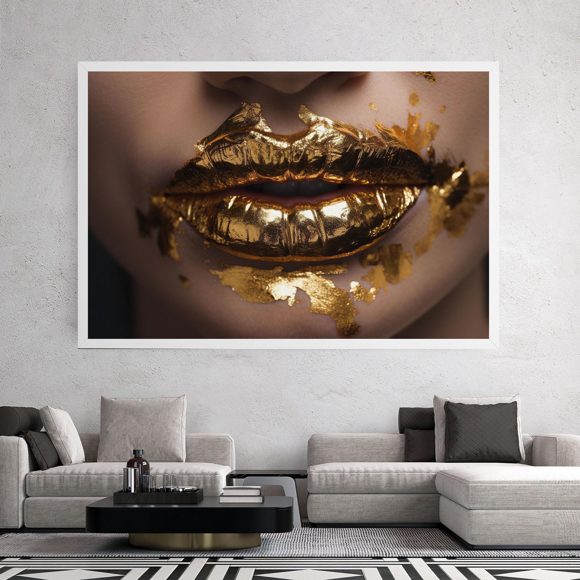 Tablou Canvas Close Gold Lips mockup 2