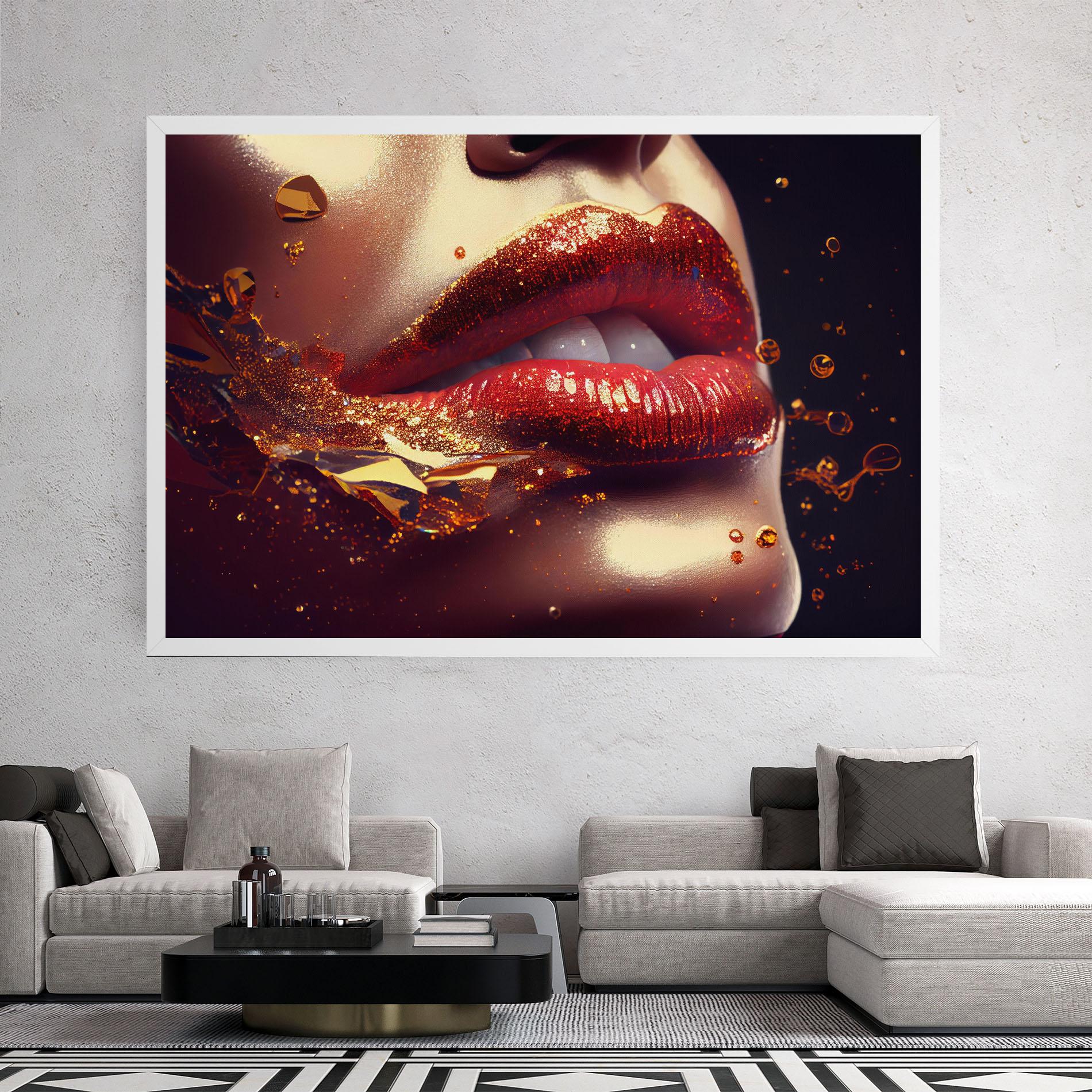 Tablou Canvas Gold Glitter Lips mockup 2