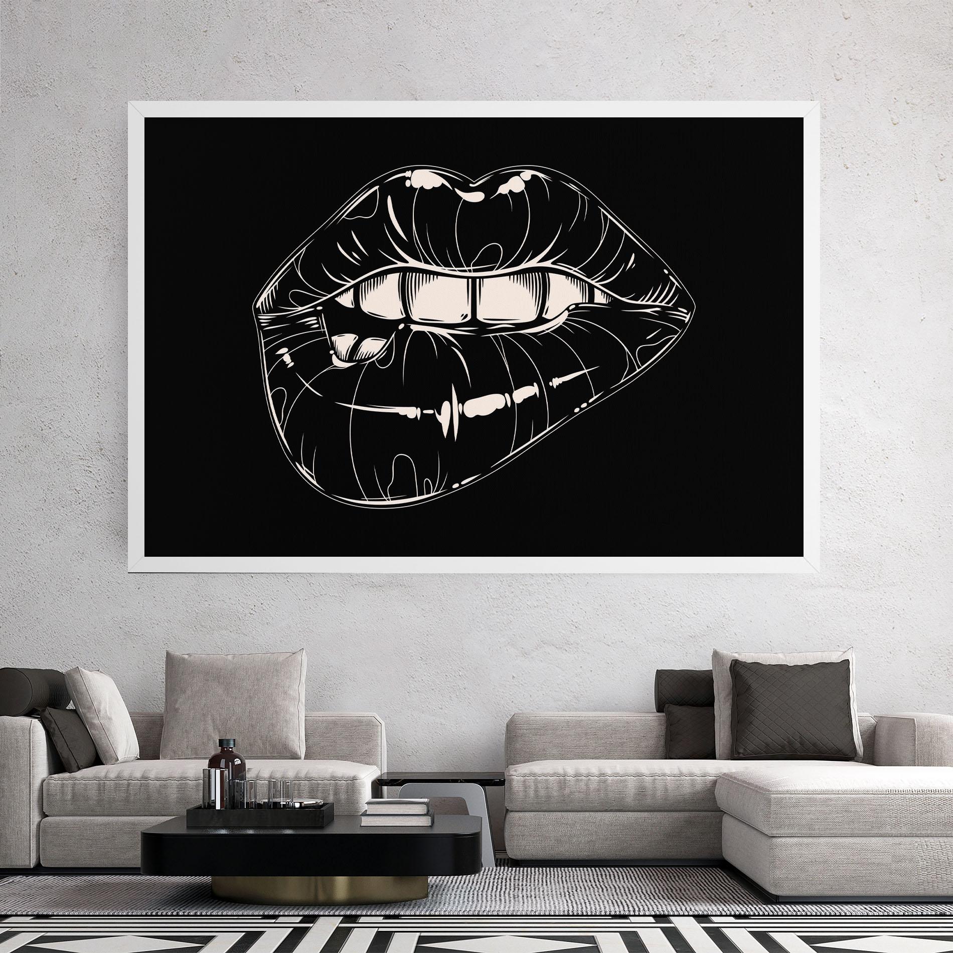 Tablou Canvas Juicy Lips On Black mockup 2