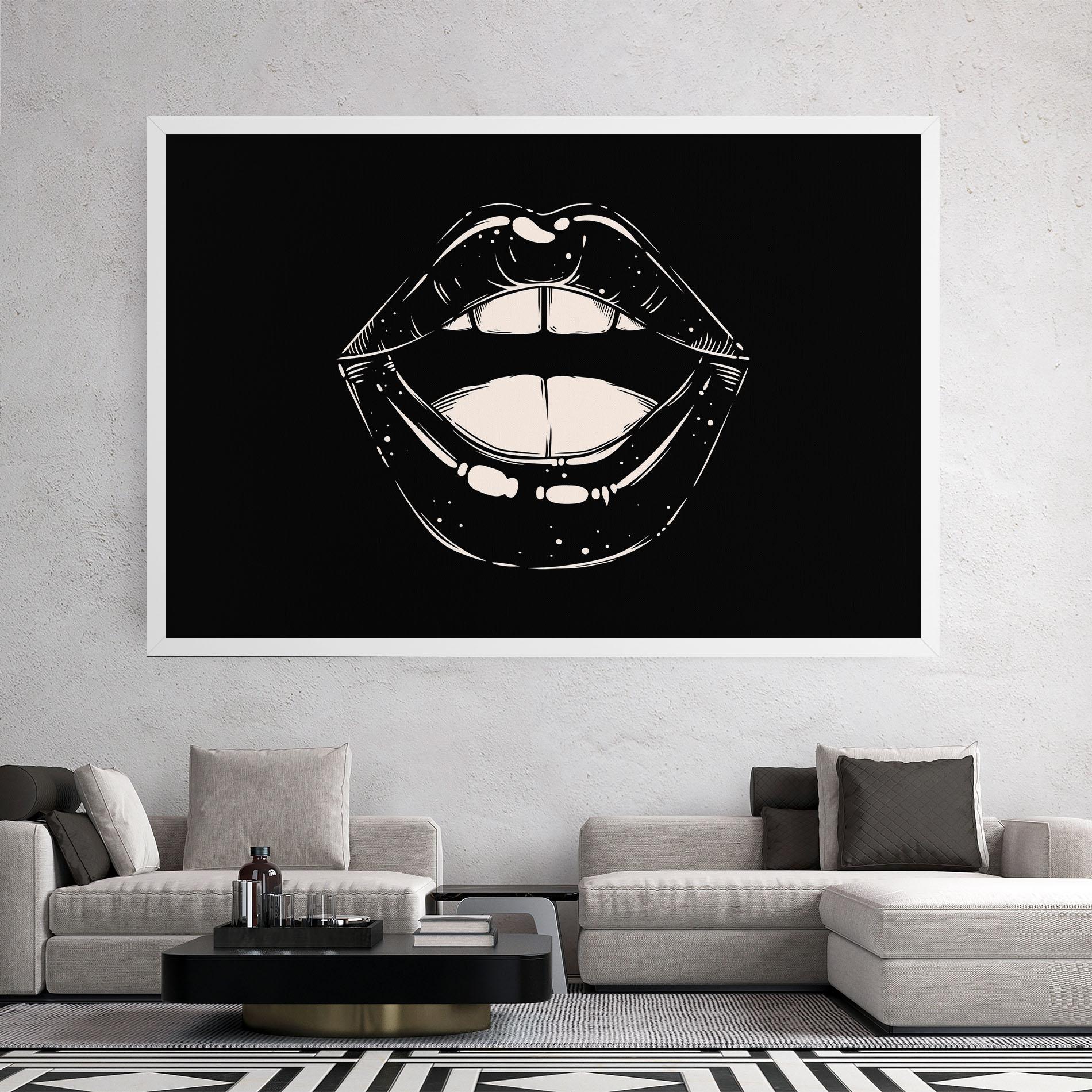 Tablou Canvas Lips On Black mockup 2