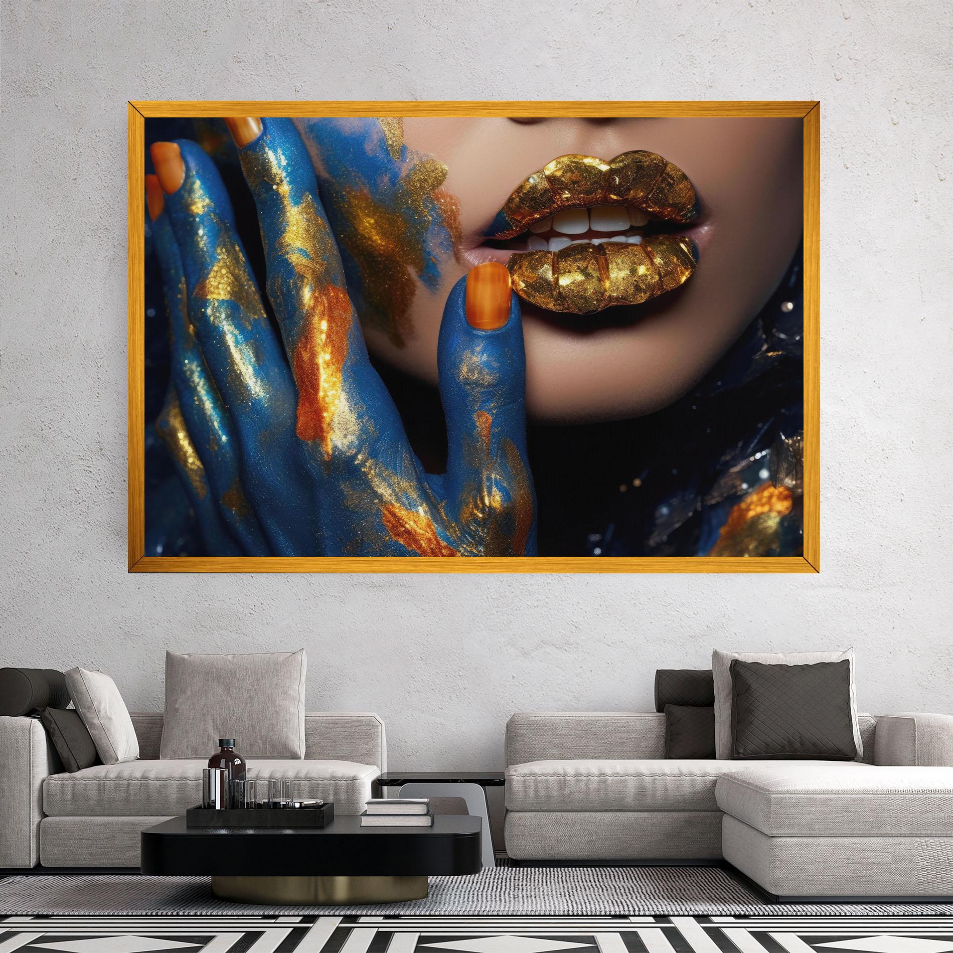 Tablou Canvas Blue Hand Lips mockup 2