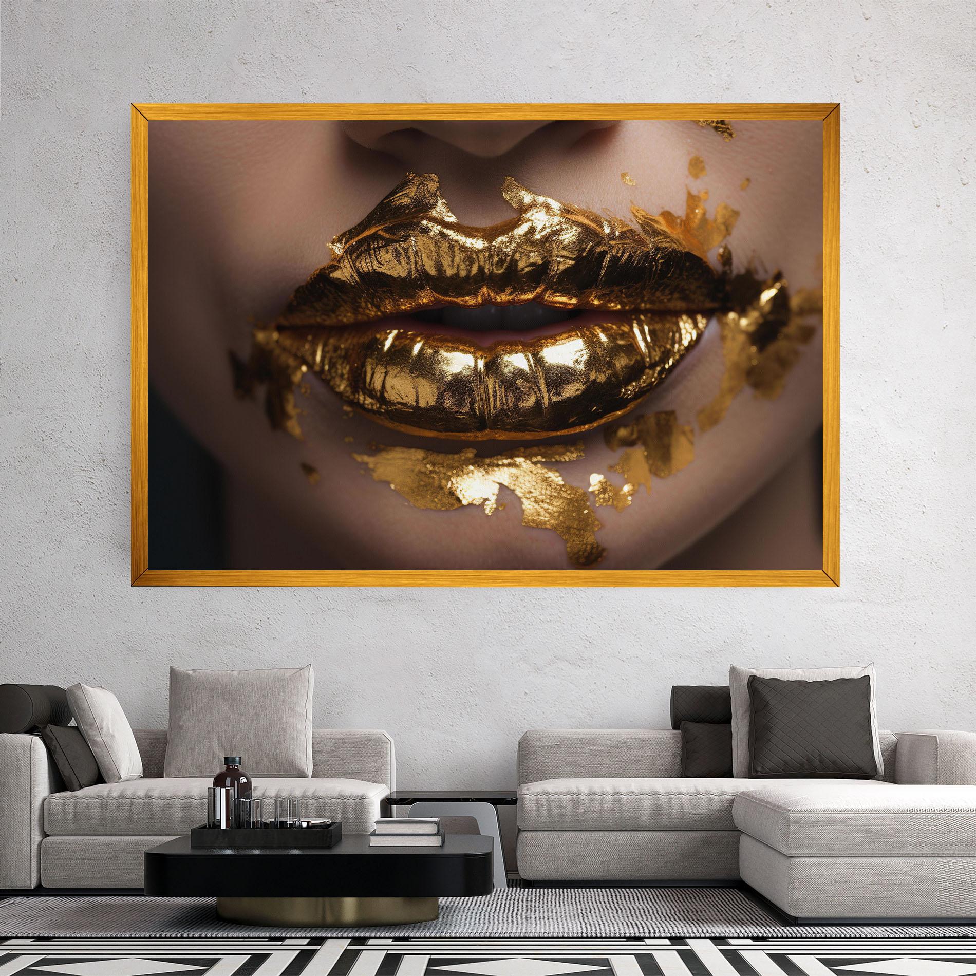 Tablou Canvas Close Gold Lips mockup 2