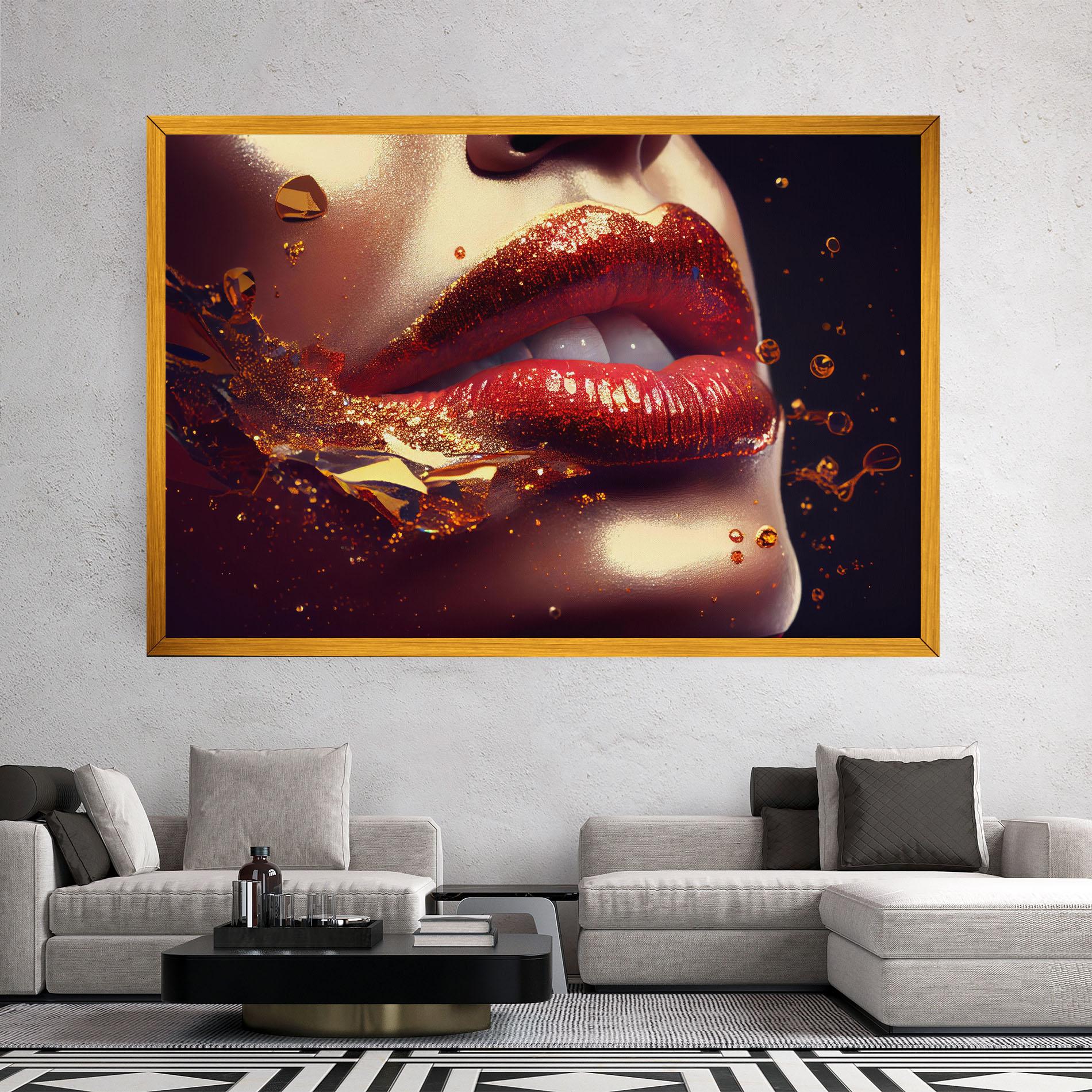 Tablou Canvas Gold Glitter Lips mockup 2