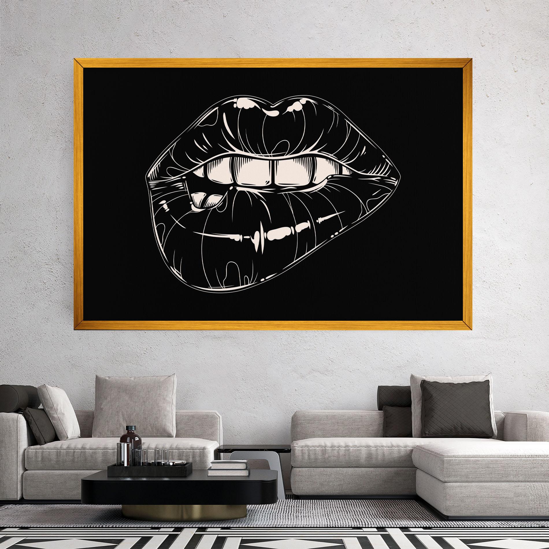 Tablou Canvas Juicy Lips On Black mockup 2