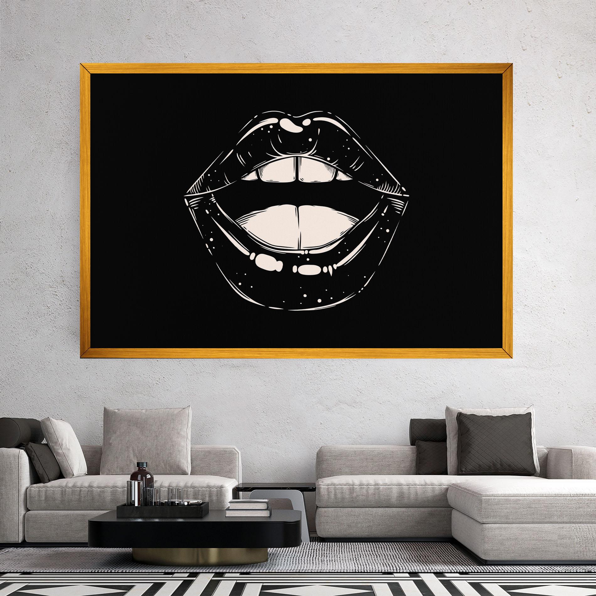 Tablou Canvas Lips On Black mockup 2