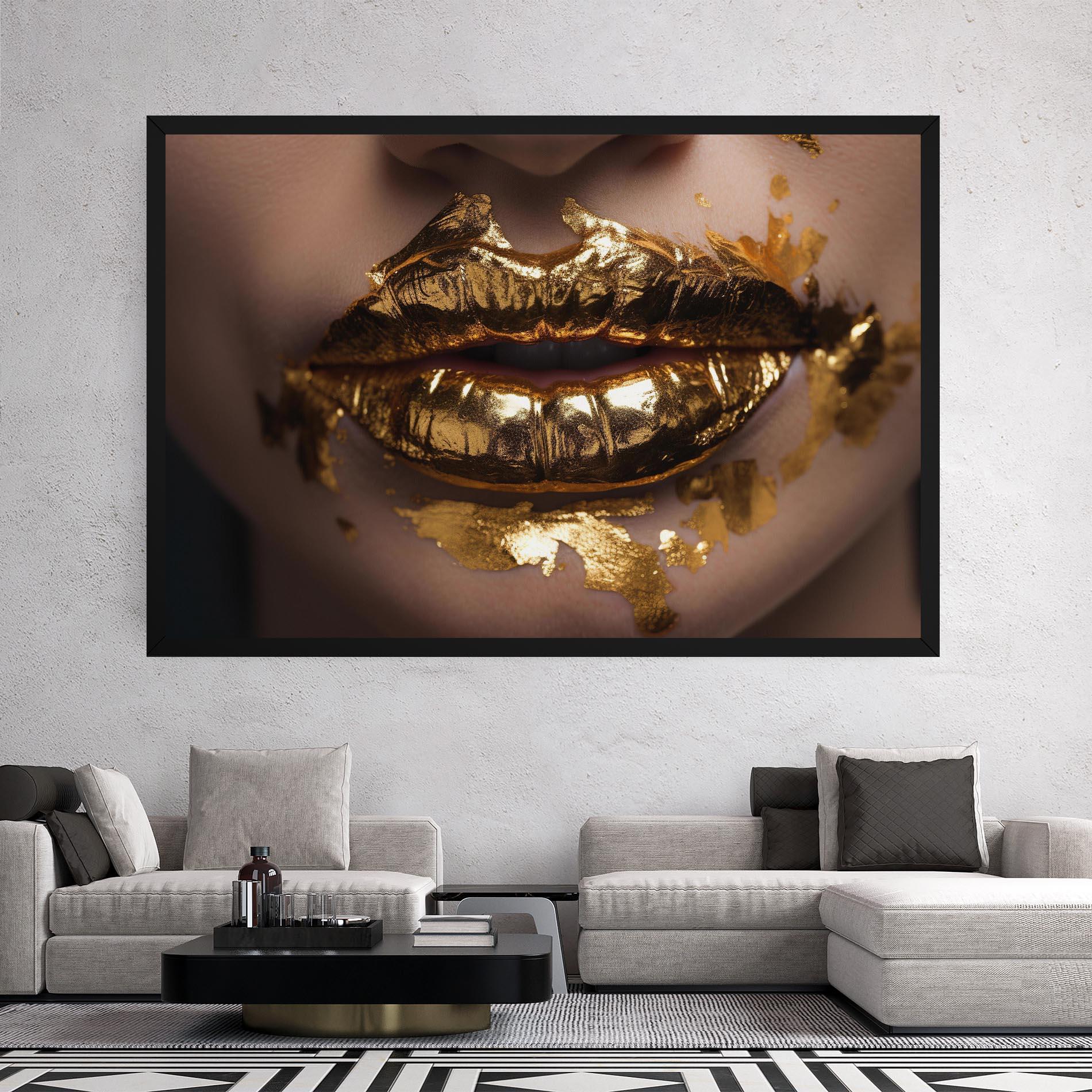 Tablou Canvas Close Gold Lips mockup 2