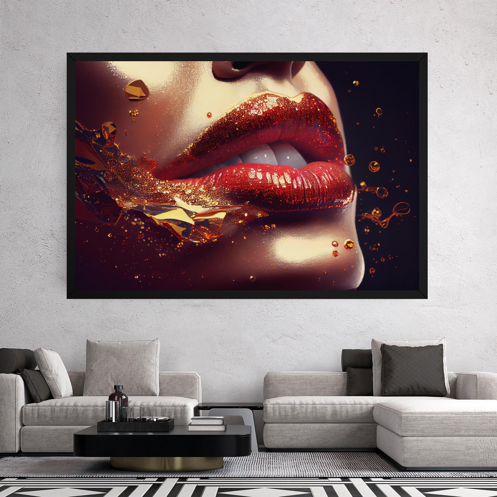 Tablou Canvas Gold Glitter Lips mockup 2