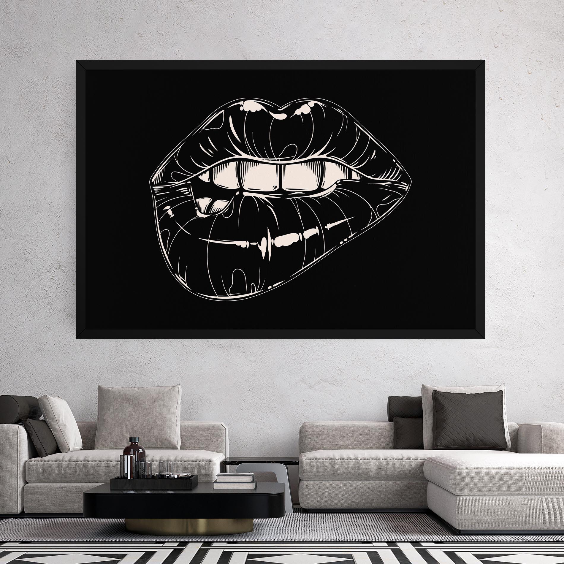 Tablou Canvas Juicy Lips On Black mockup 2