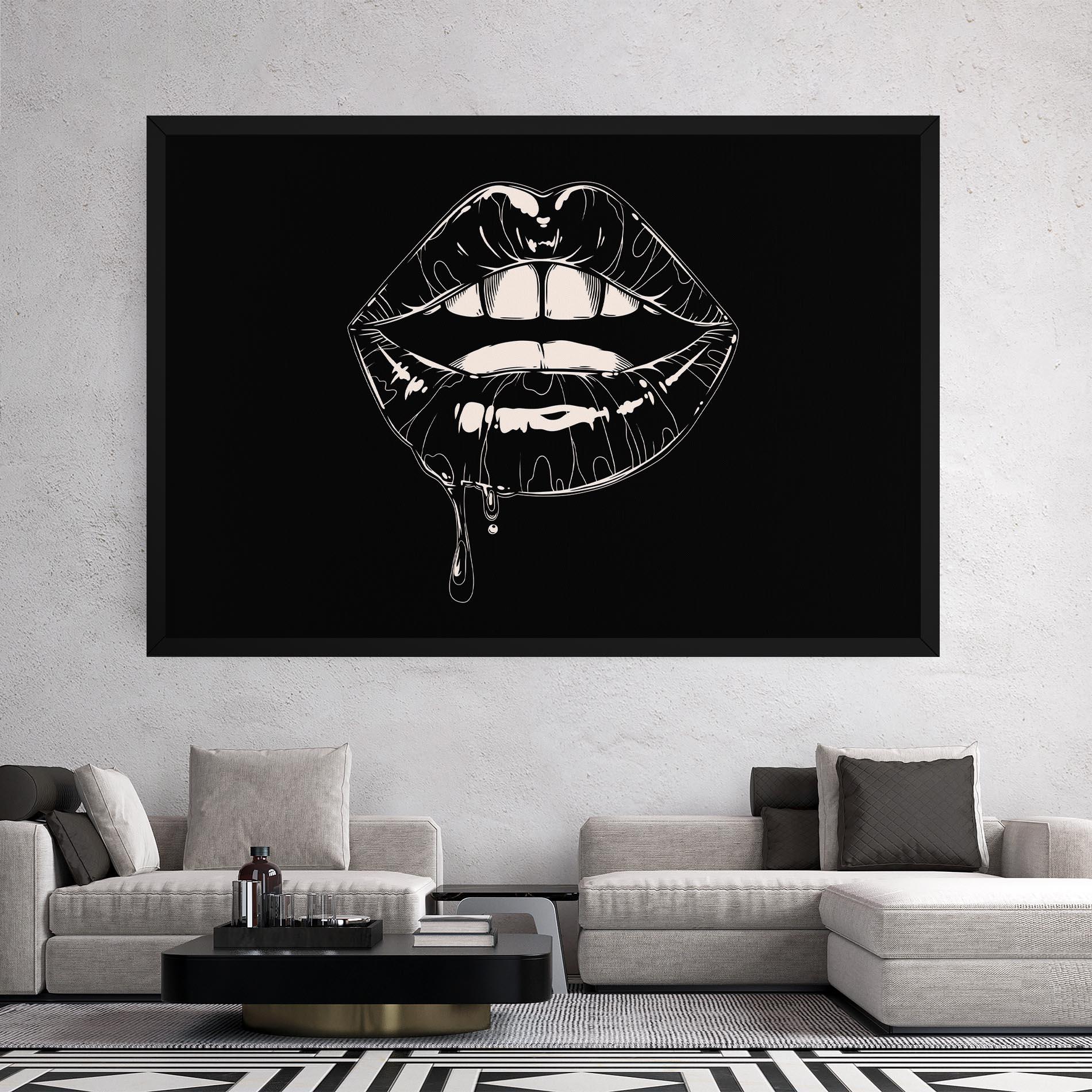 Tablou Canvas Open Lips On Black mockup 2