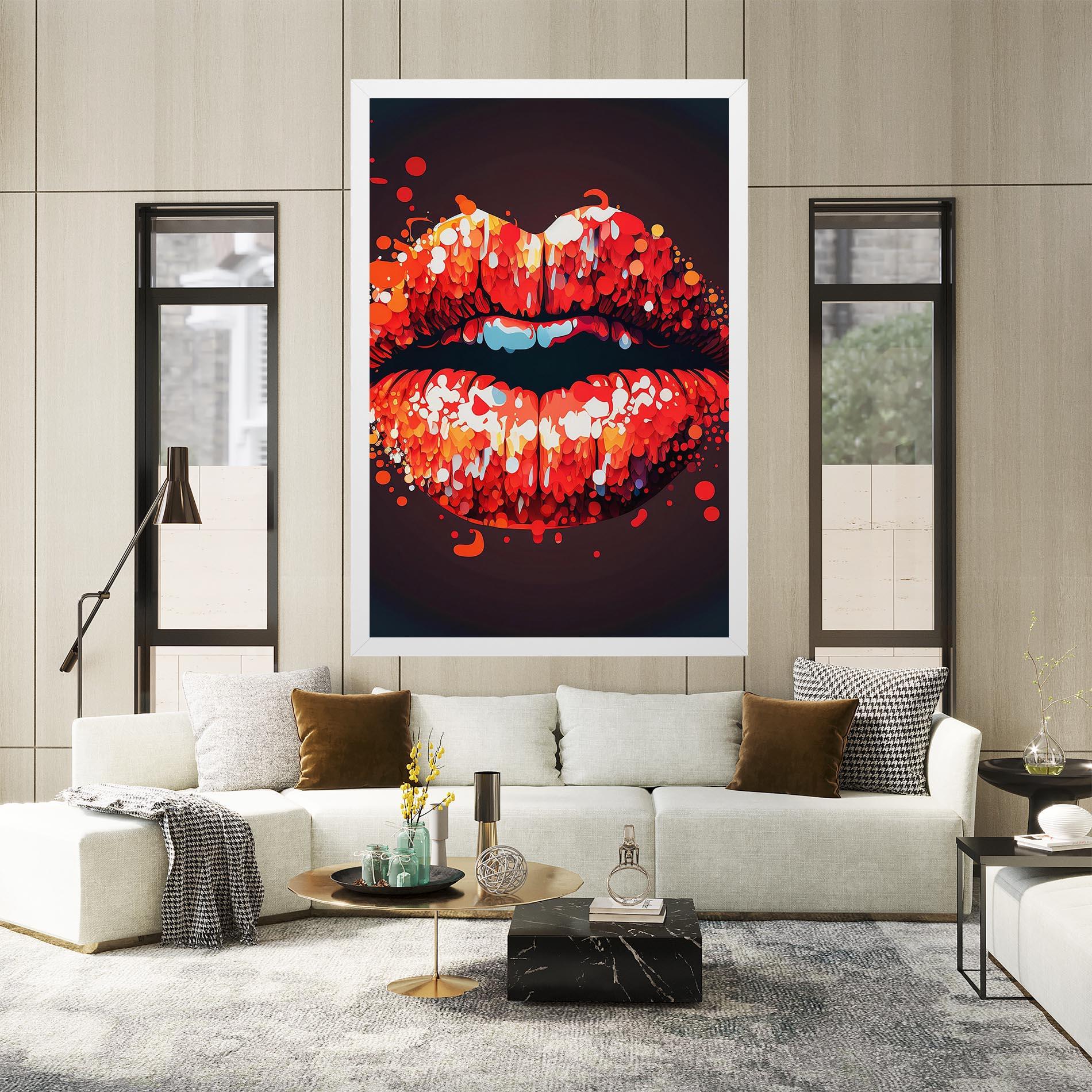 Tablou Canvas Red Lips With Word Lips It mockup 2