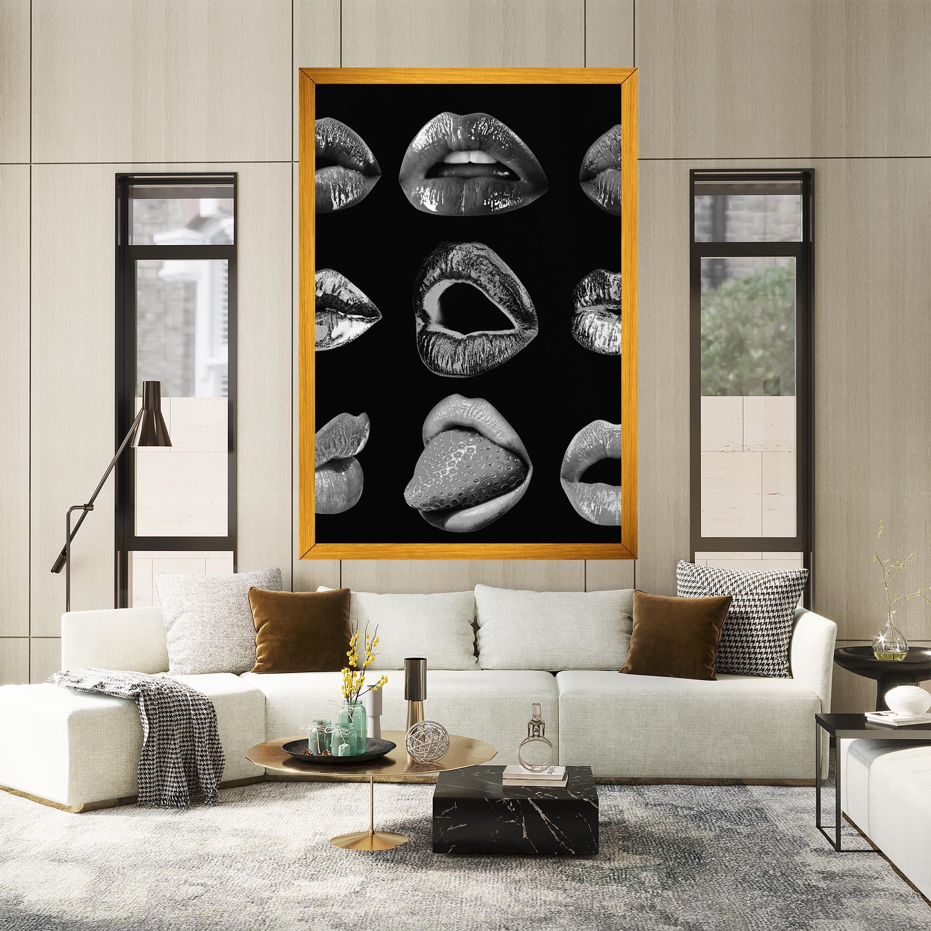 Tablou Canvas Grey Lips Collage mockup 2