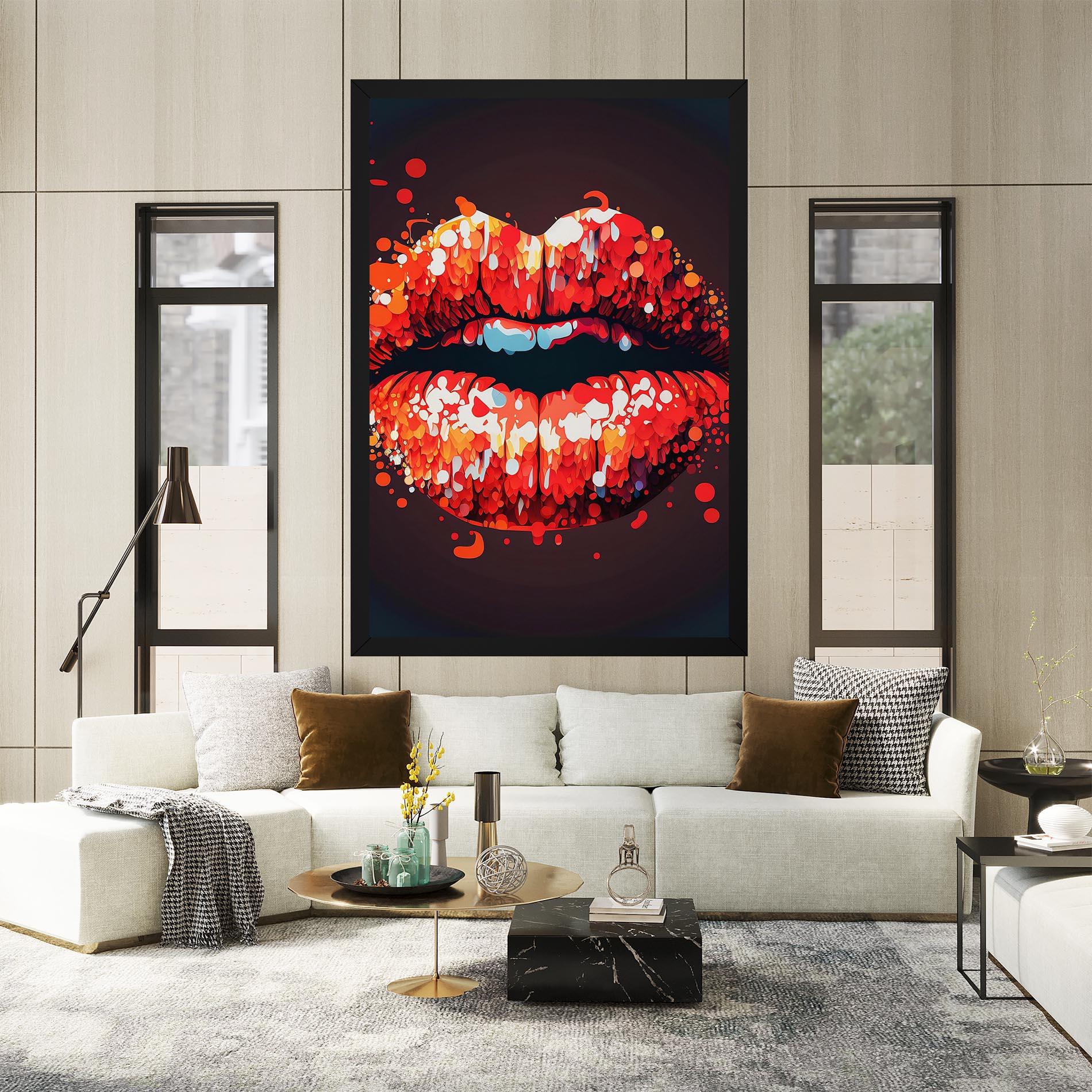 Tablou Canvas Red Lips With Word Lips It mockup 2