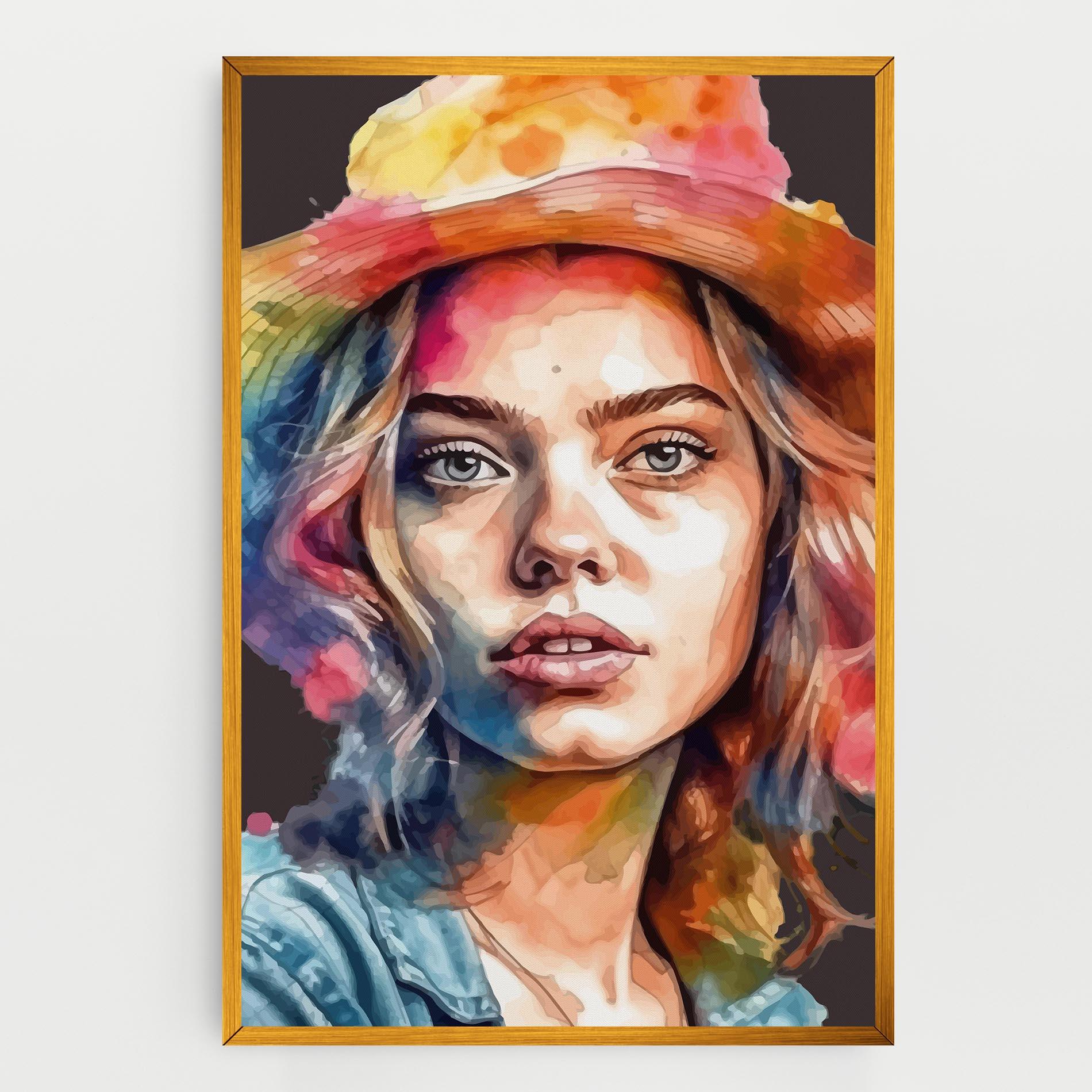 Tablou Canvas Hat Portrait Girl mockup 0