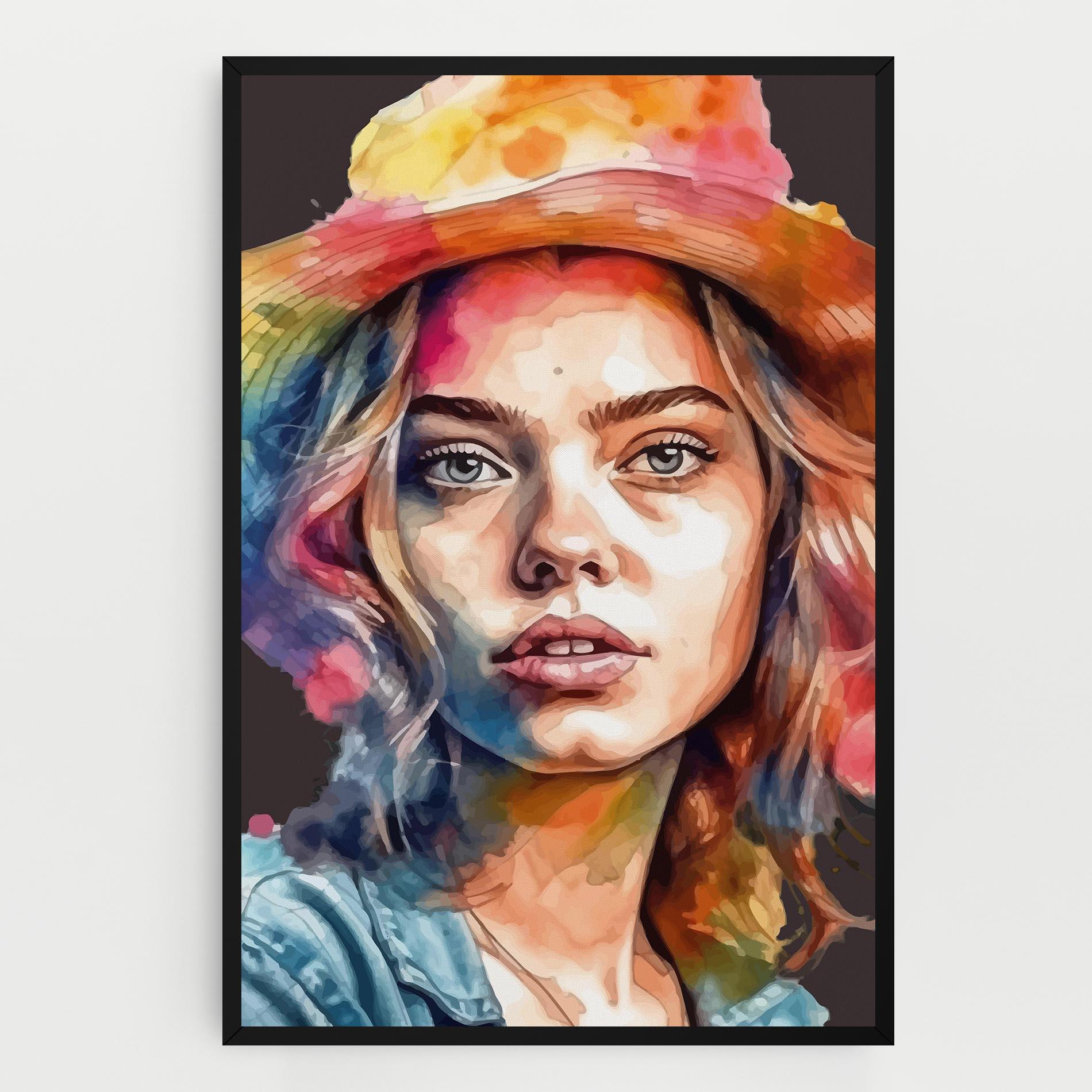 Tablou Canvas Hat Portrait Girl mockup 0