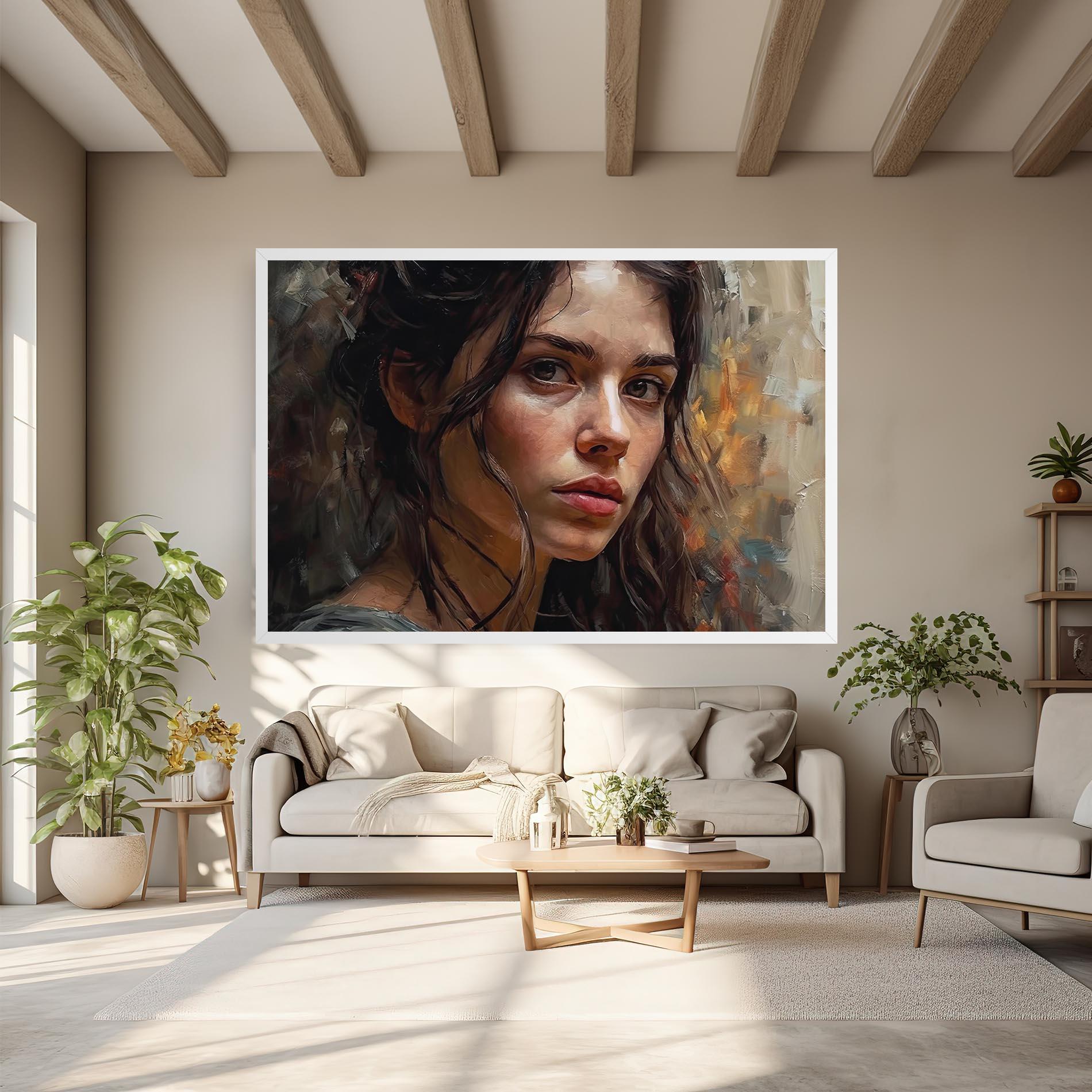 Tablou Canvas Closeup Impasto Portrait mockup 6