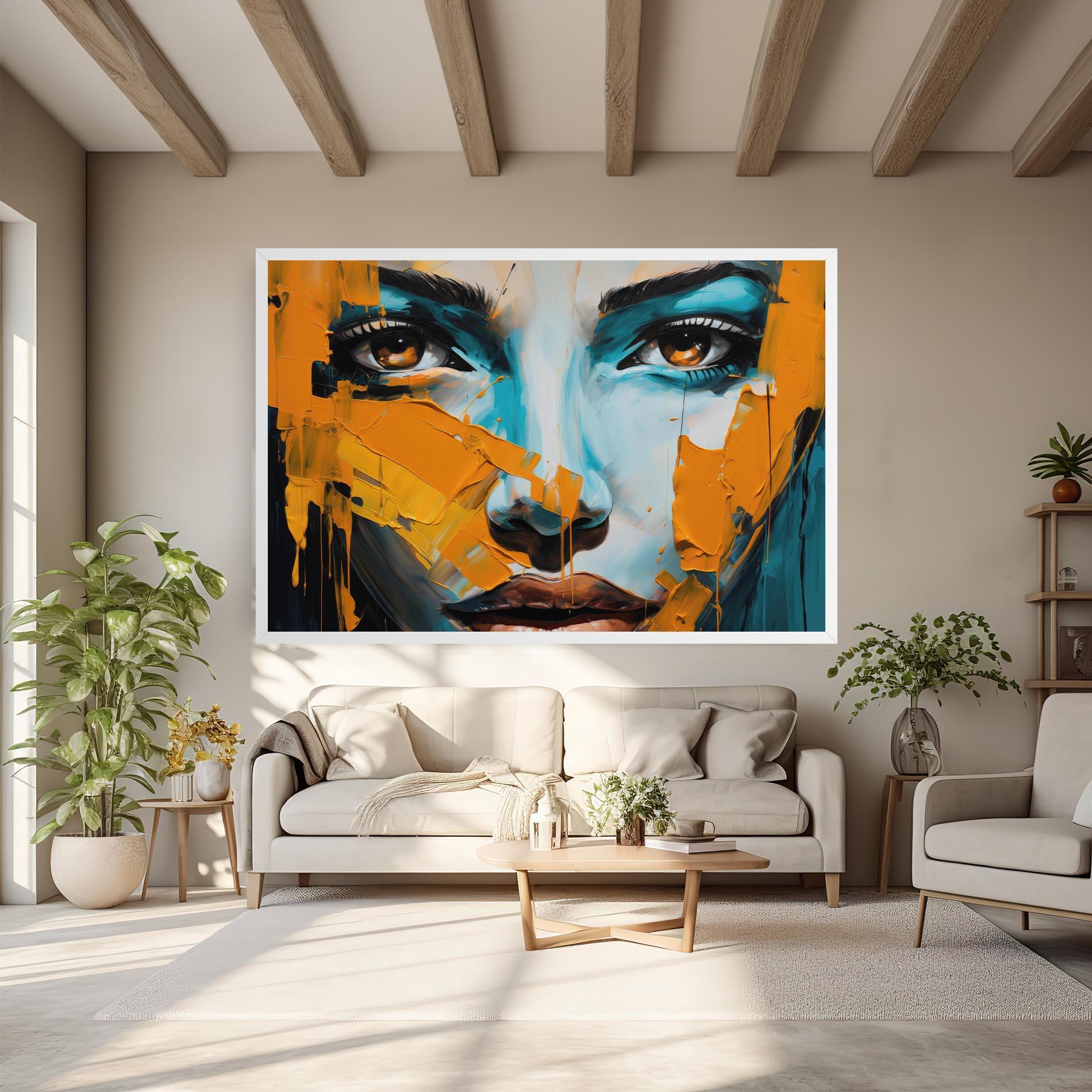 Tablou Canvas Orange Paint Portrait mockup 6