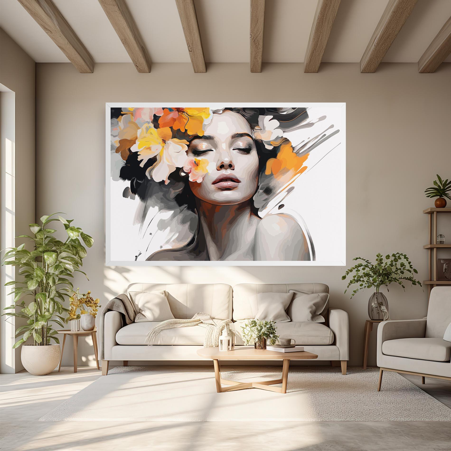 Tablou Canvas Yellow Flower Portrait mockup 6