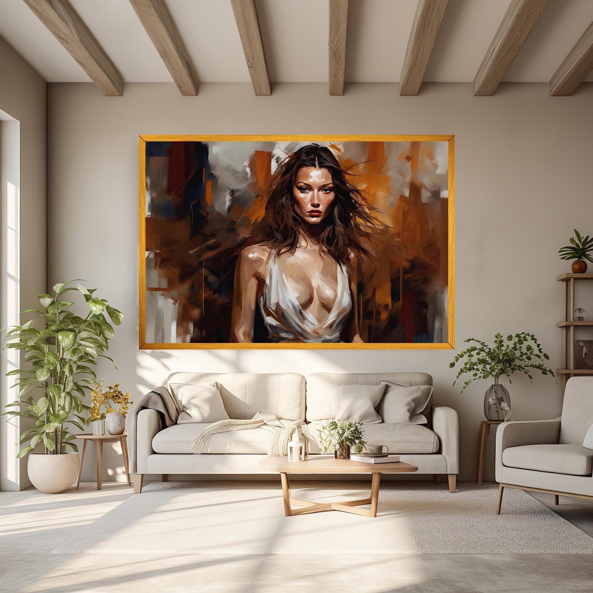 Tablou Canvas Long Brown Hair Woman mockup 6