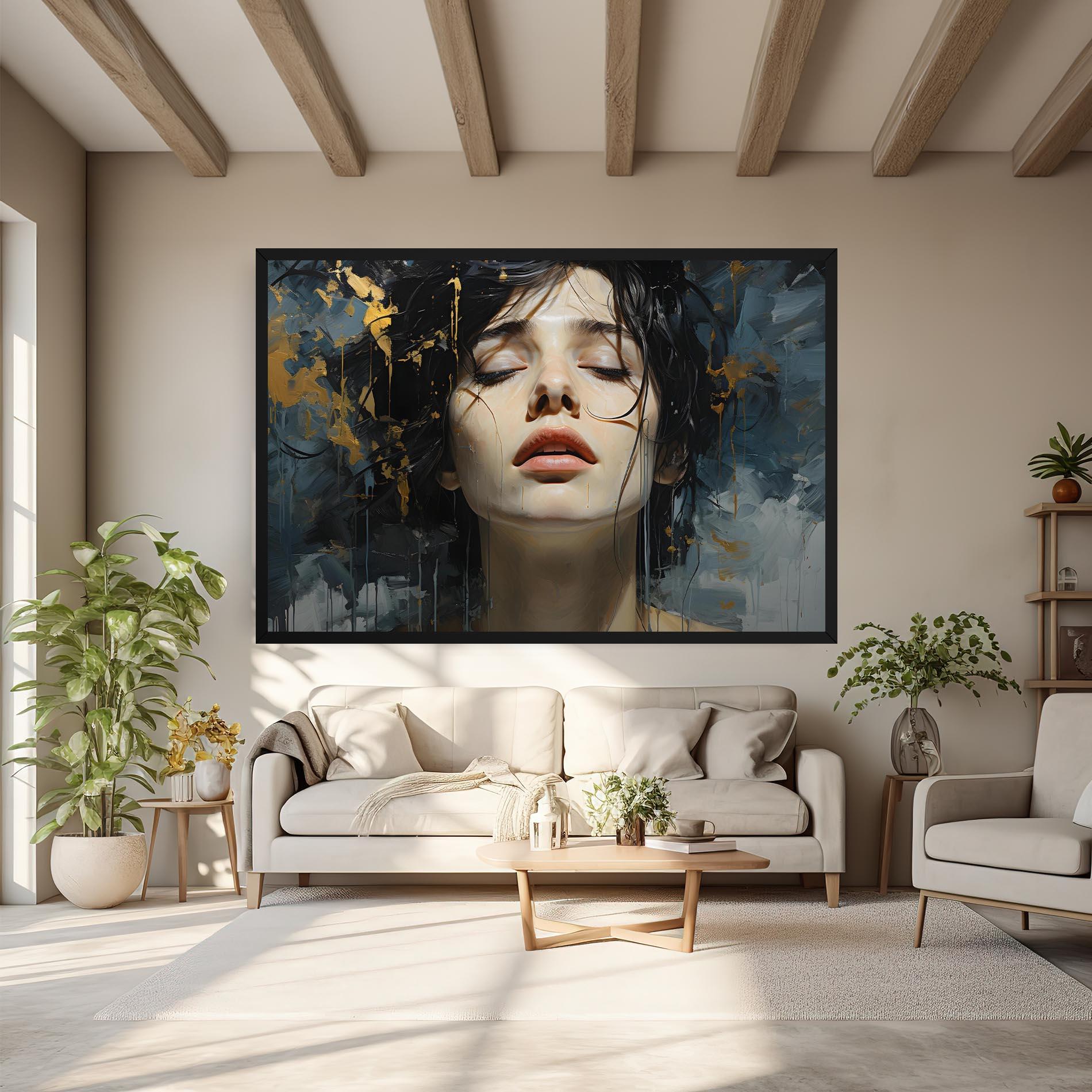 Tablou Canvas Closed Eyes Woman mockup 6