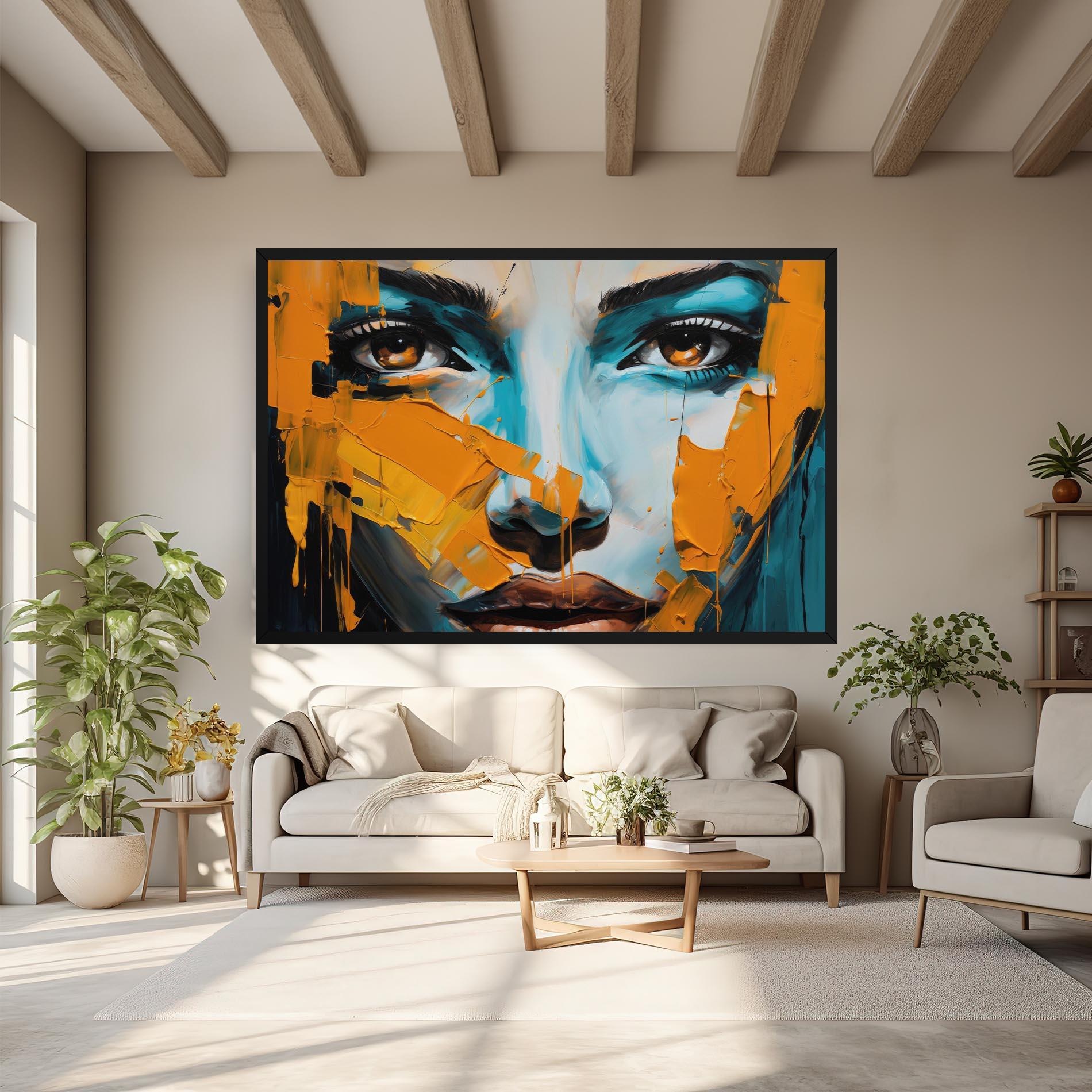 Tablou Canvas Orange Paint Portrait mockup 6