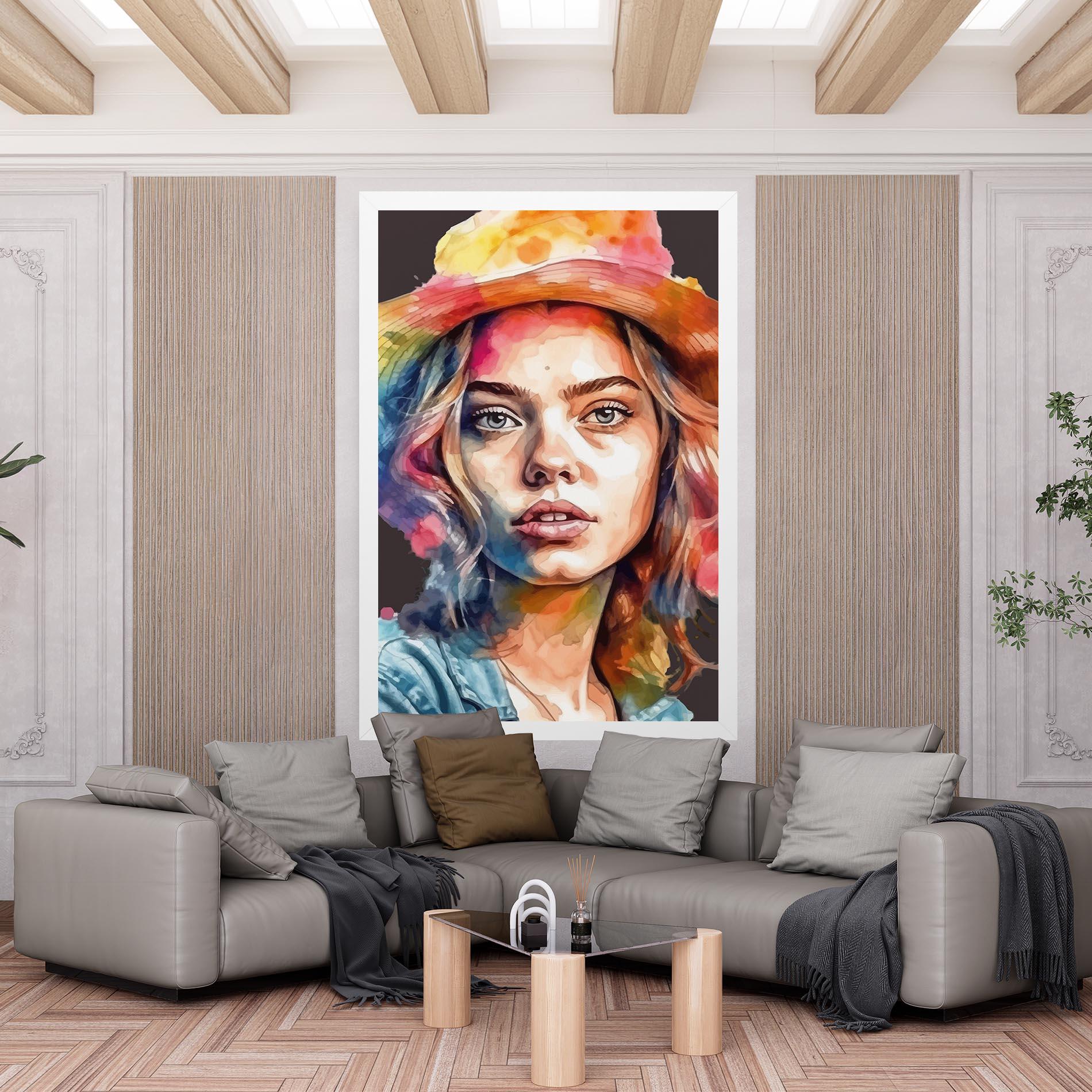 Tablou Canvas Hat Portrait Girl mockup 6