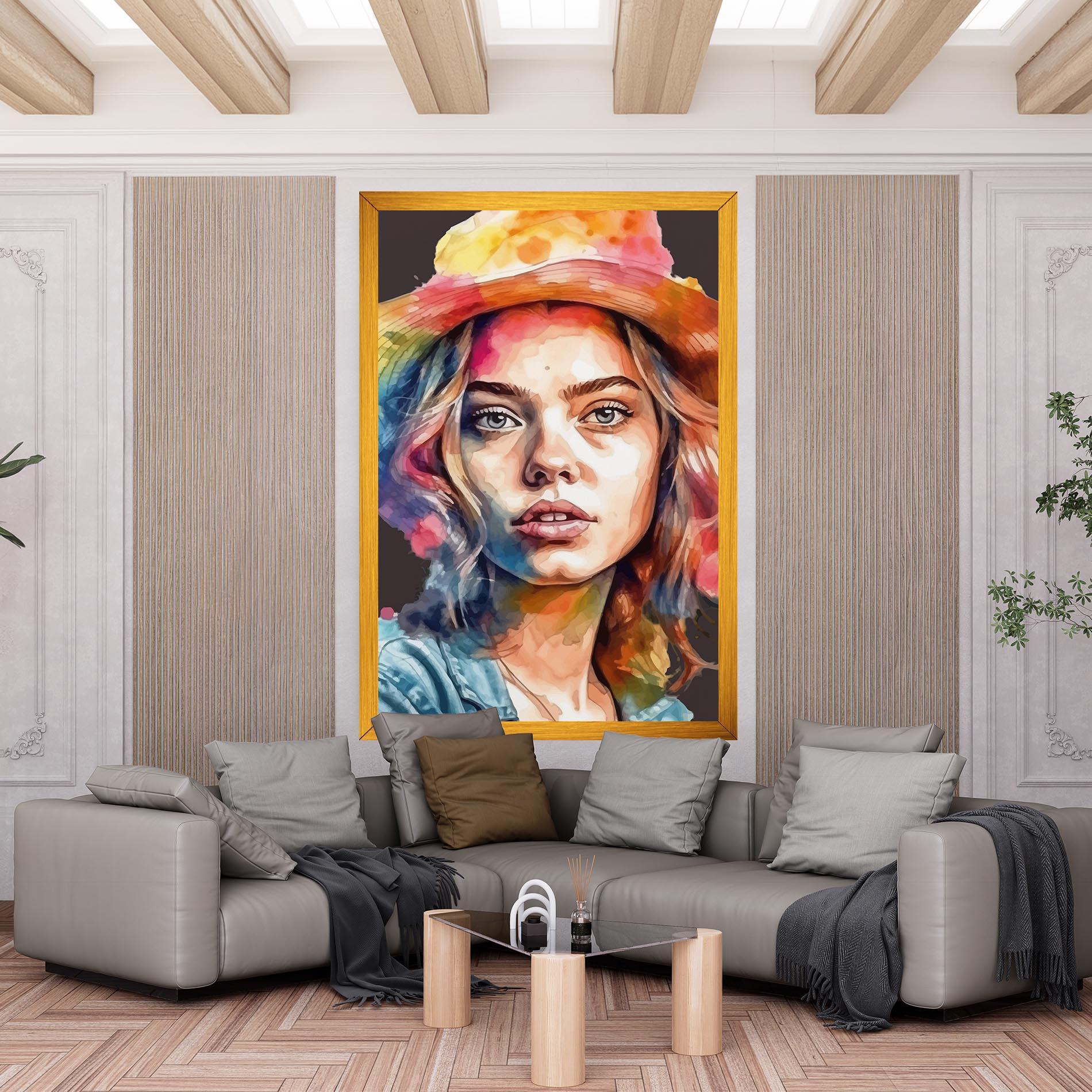 Tablou Canvas Hat Portrait Girl mockup 6