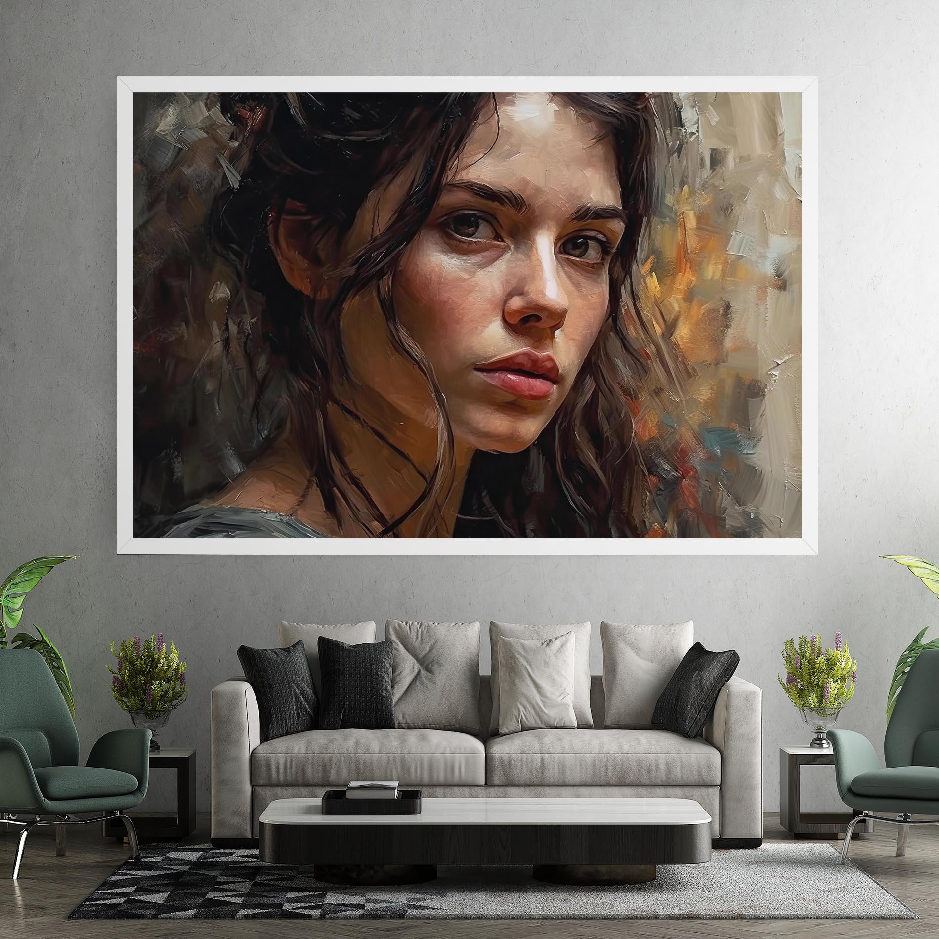 Tablou Canvas Closeup Impasto Portrait mockup 7