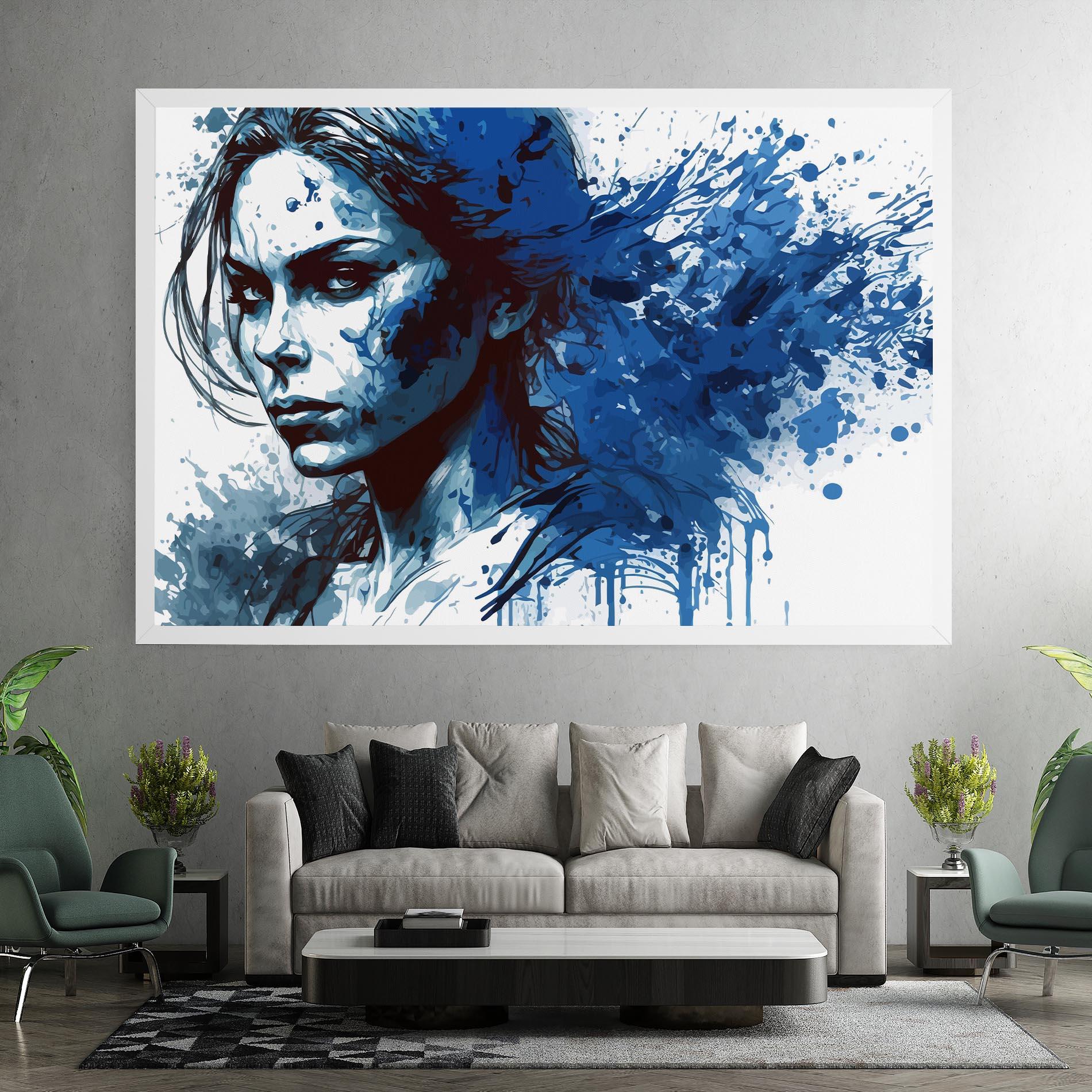 Tablou Canvas Portrait Blue Woman mockup 7