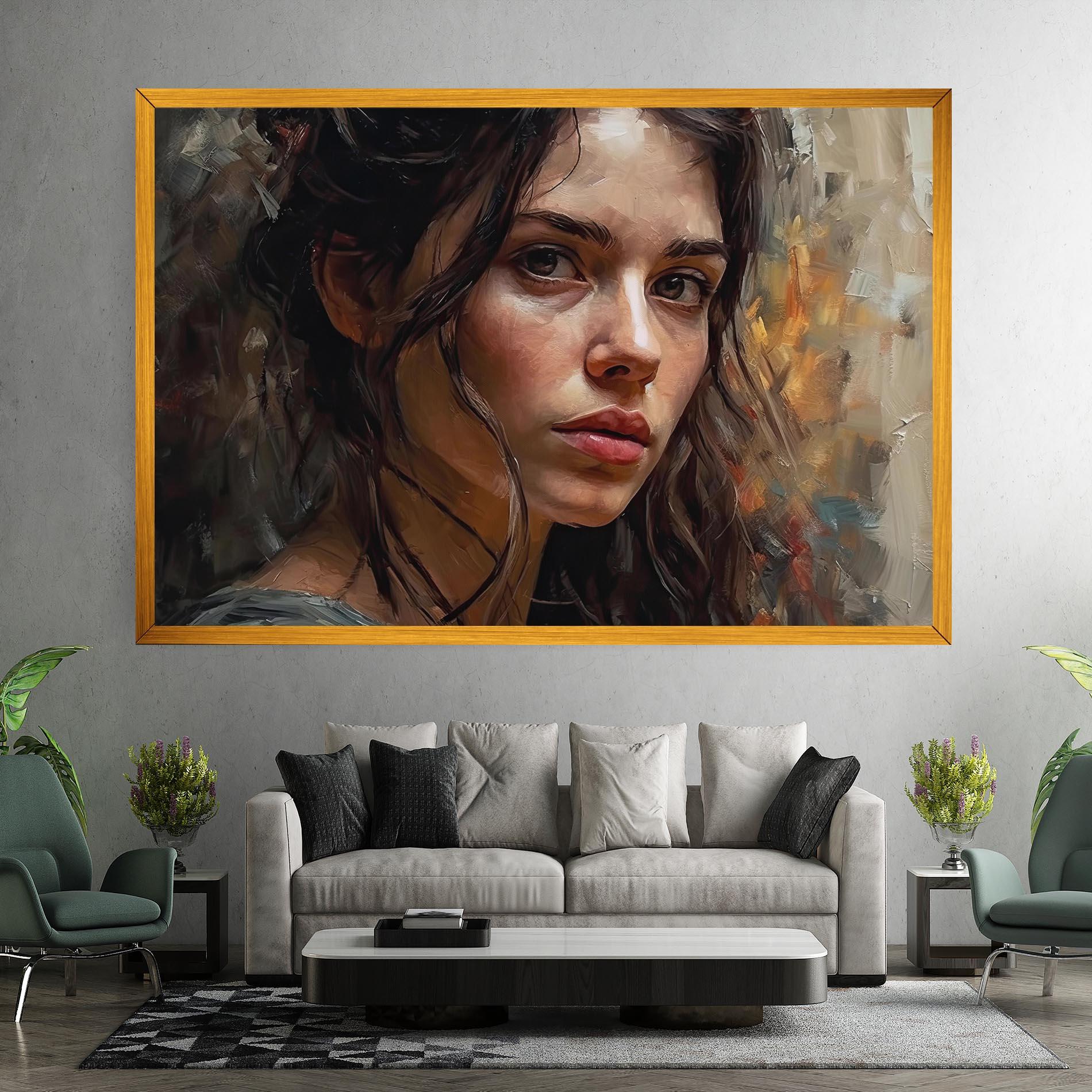 Tablou Canvas Closeup Impasto Portrait mockup 7